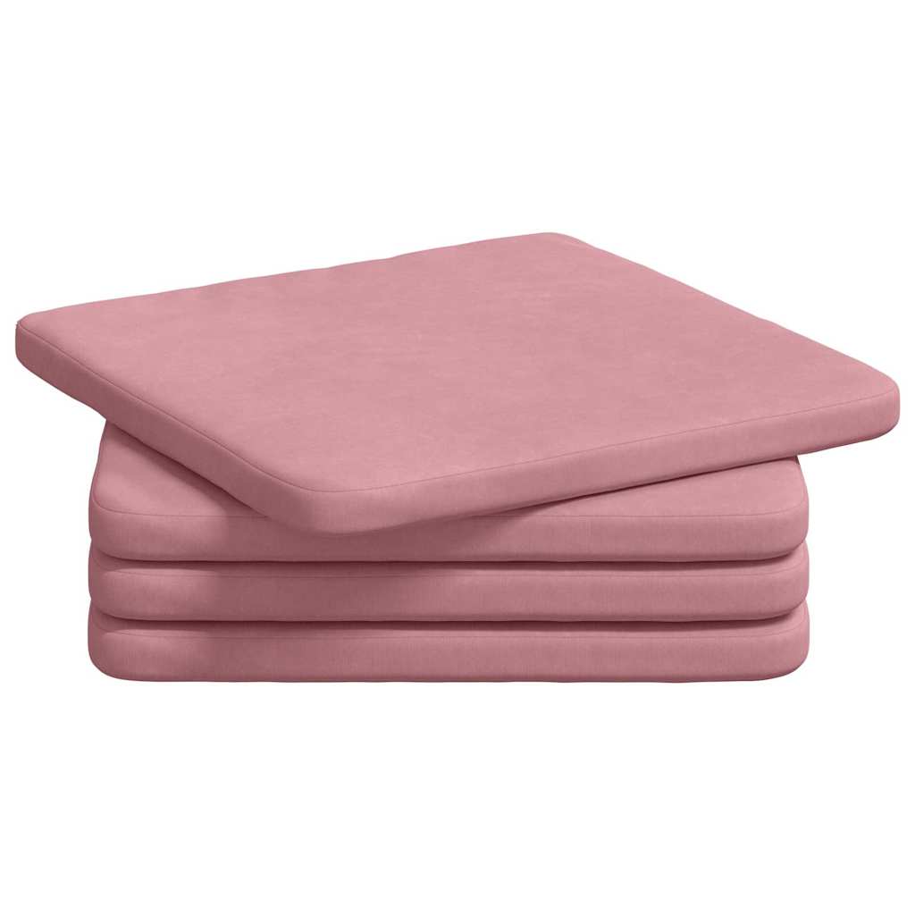 Cuscini per Seduta 4 pz Velluto Rosa 40 x 40 x 3 cm