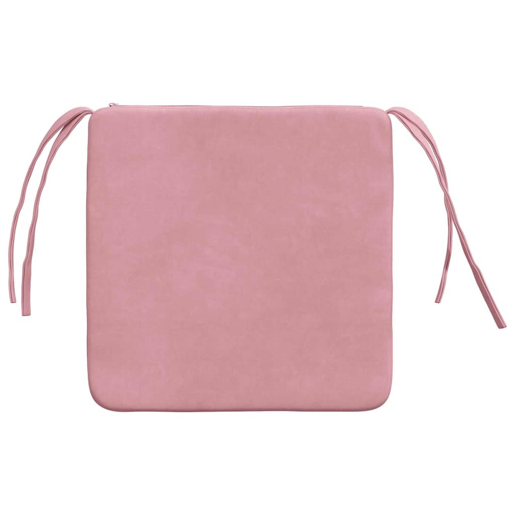 Cuscini per Seduta 4 pz Velluto Rosa 40 x 40 x 3 cm