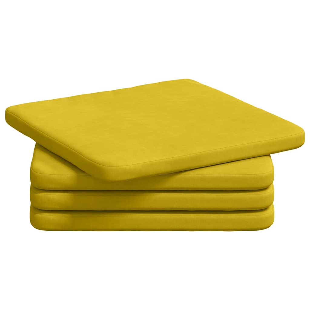Cuscini per Seduta 4 pz Velluto Giallo 40 x 40 x 3 cm