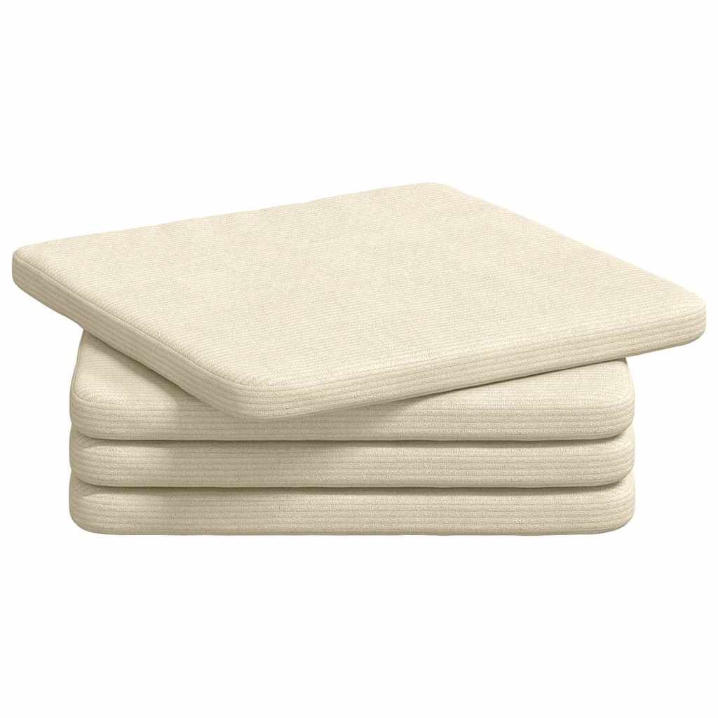 Cuscini per Seduta 4 pz Tessuto in Cords Crema 40 x 40 x 3 cm