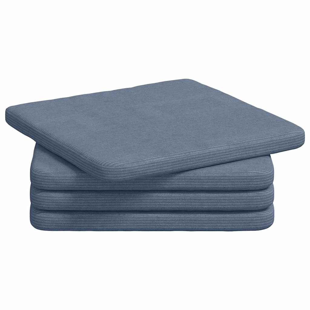Cuscini per Seduta 4 pz Tessuto in Cords Blu 40 x 40 x 3 cm