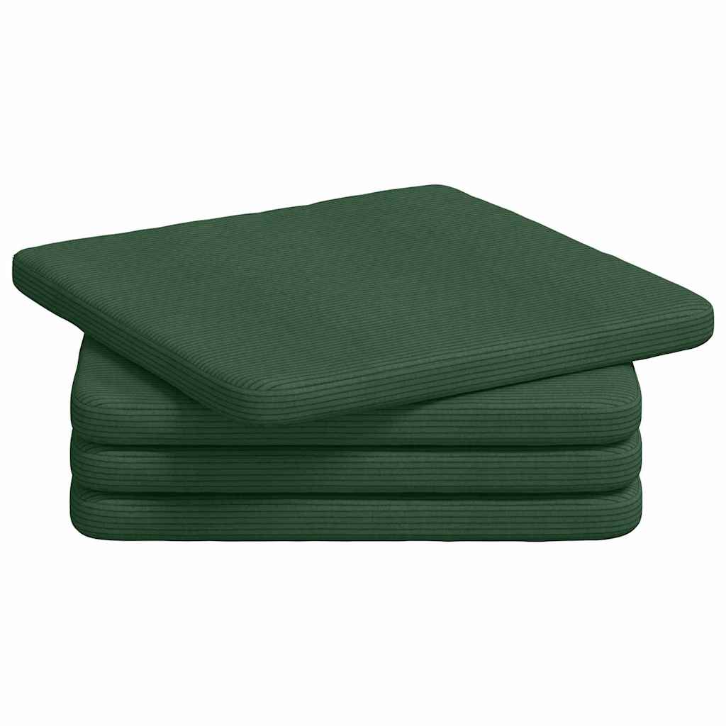 Cuscini per Seduta 4 pz Tessuto in Cords Verde Scuro