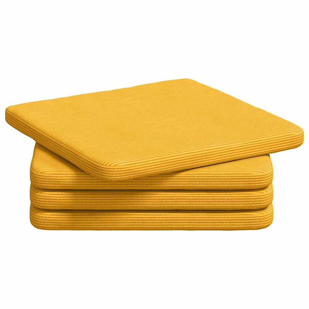 Cuscini per Seduta 4 pz Tessuto in Cords Giallo Chiaro