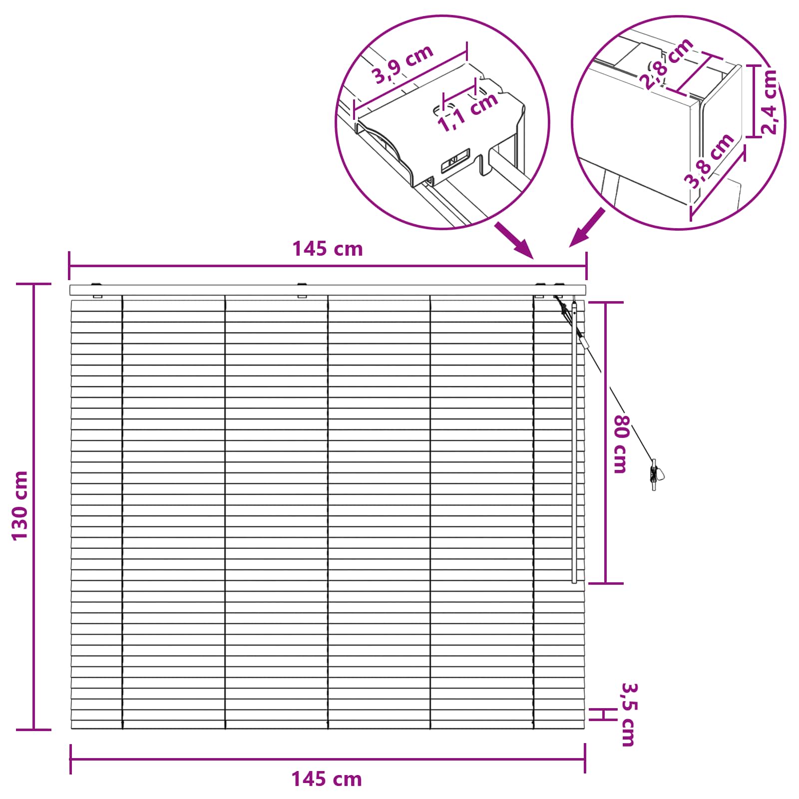 Tenda Veneziana Aspetto Quercia 145 x 130 cm 35 mm
