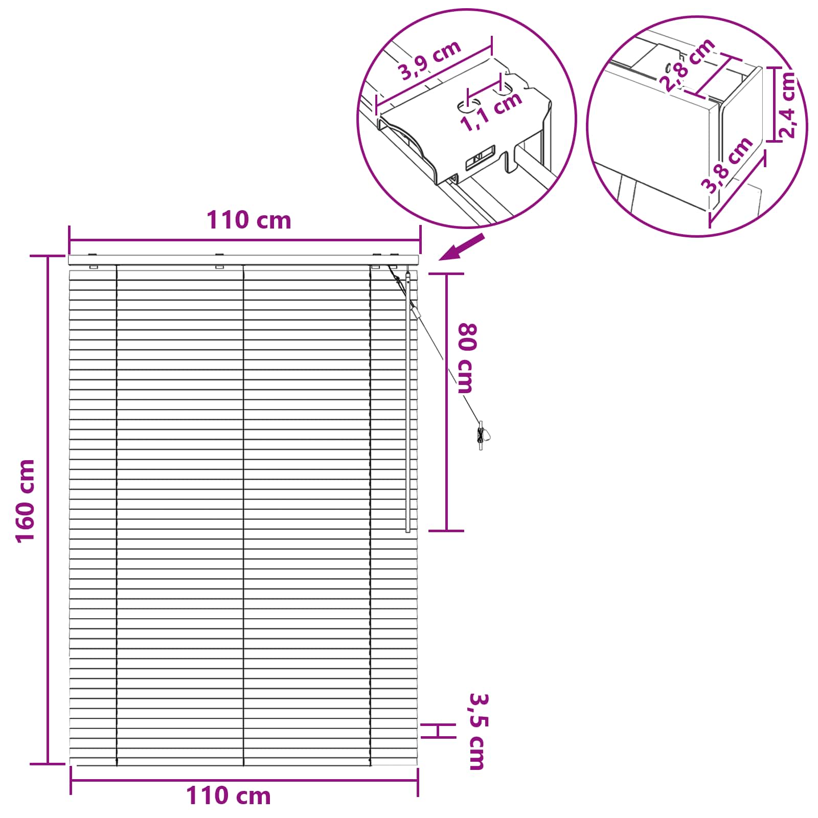 Tenda Veneziana Aspetto Quercia 110 x 160 cm 35 mm