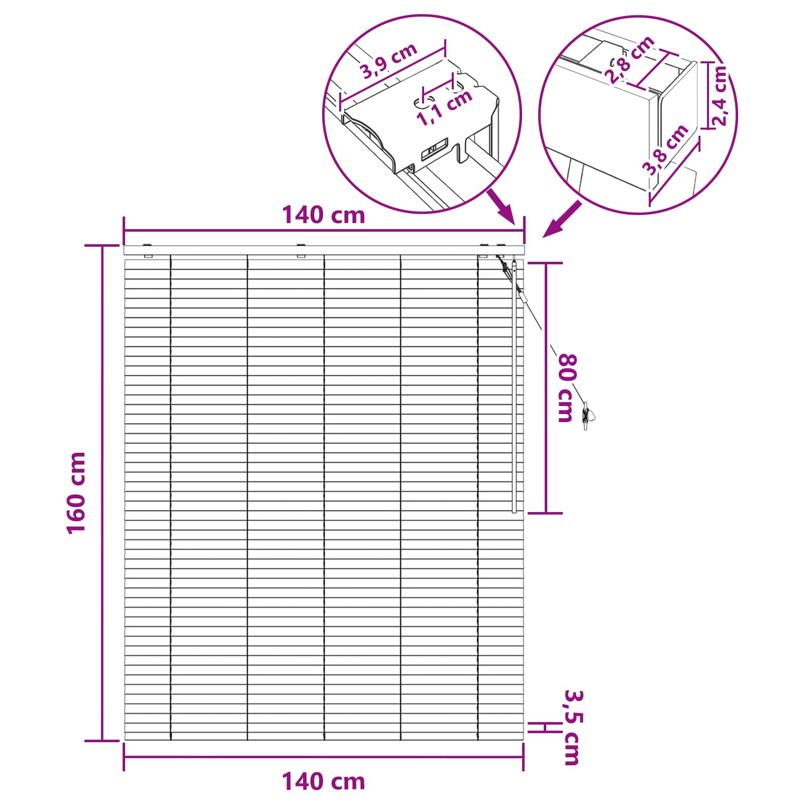 Tenda Veneziana Aspetto Quercia 140 x 160 cm 35 mm