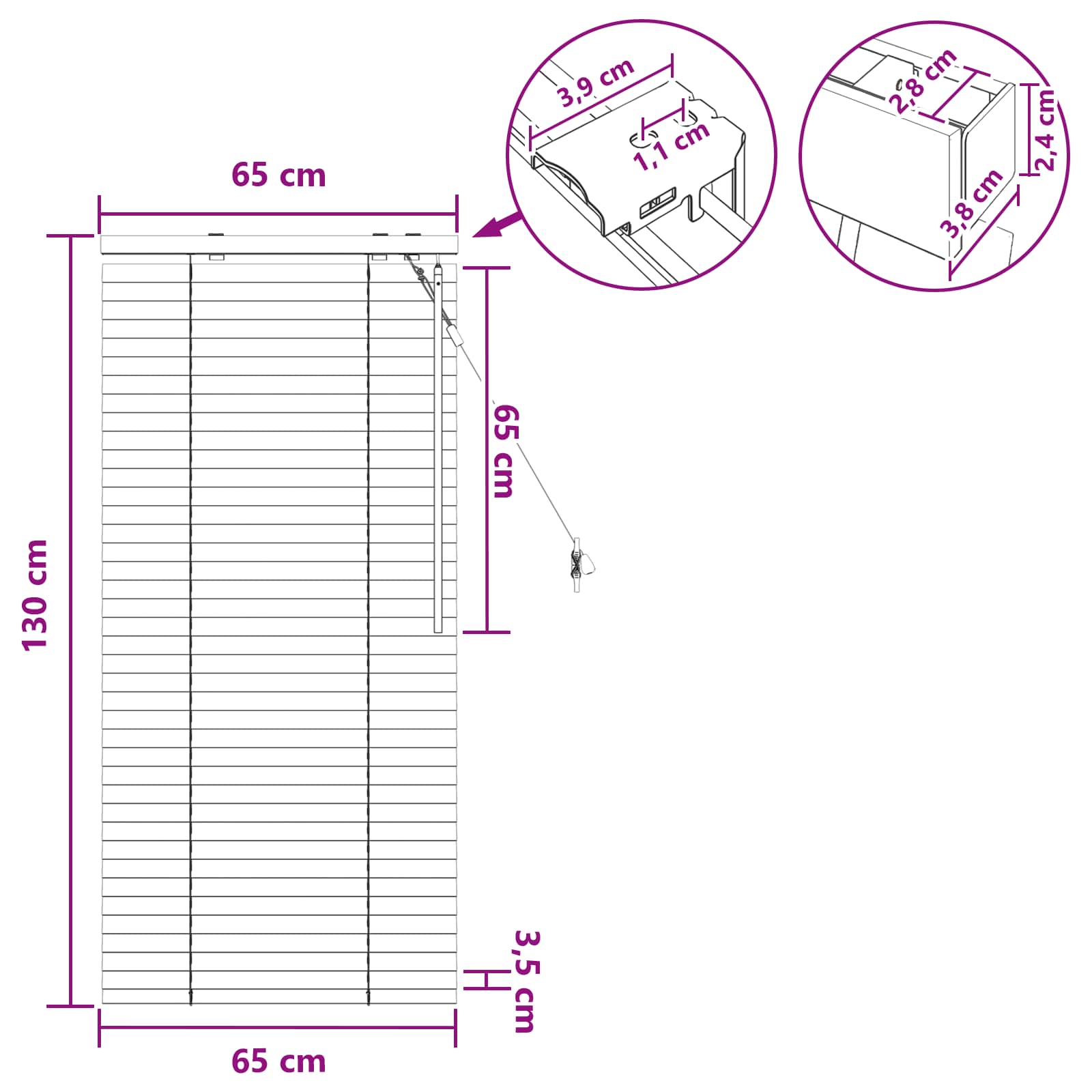 Tenda Veneziana Bianco 65 x 130 cm 35 mm