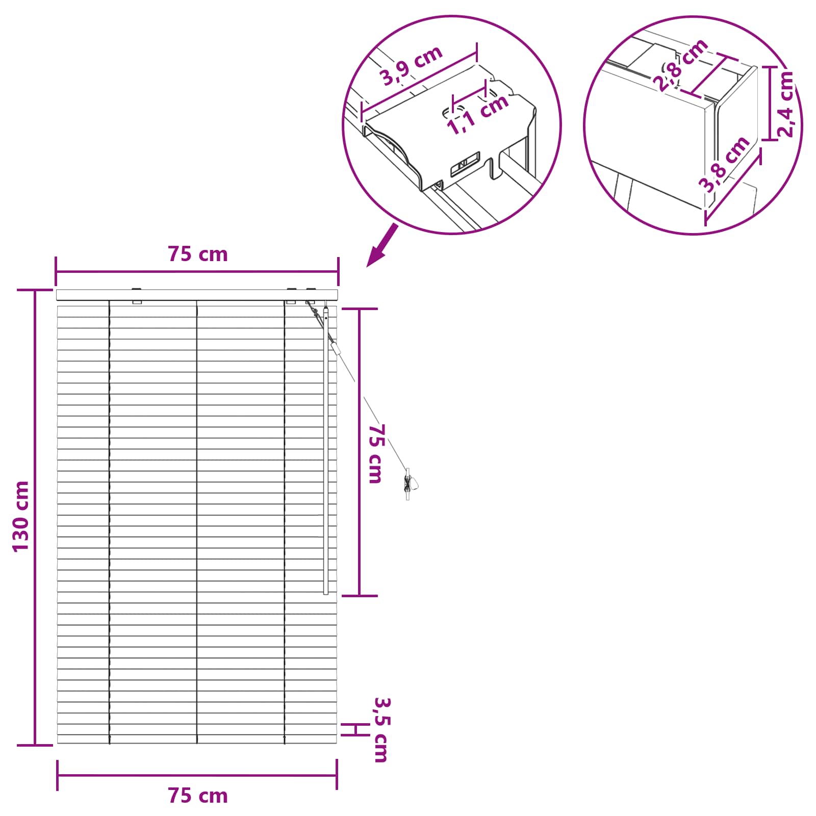 Tenda Veneziana Bianco 75 x 130 cm 35 mm