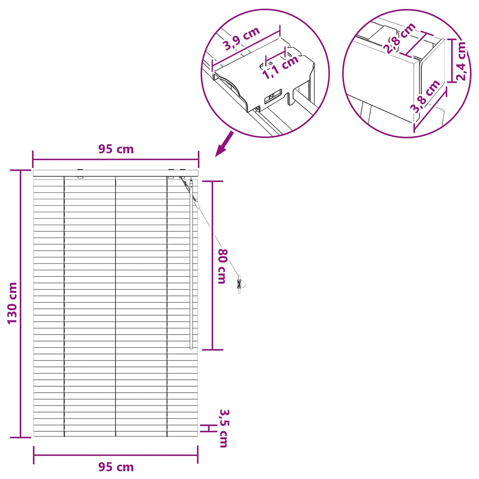 Tenda Veneziana Bianco 95 x 130 cm 35 mm