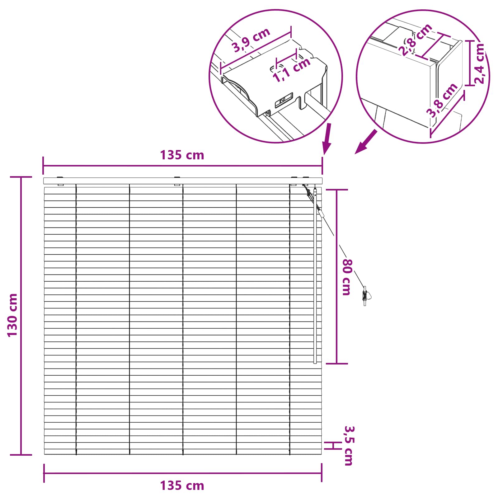 Tenda Veneziana Bianco 135 x 130 cm 35 mm