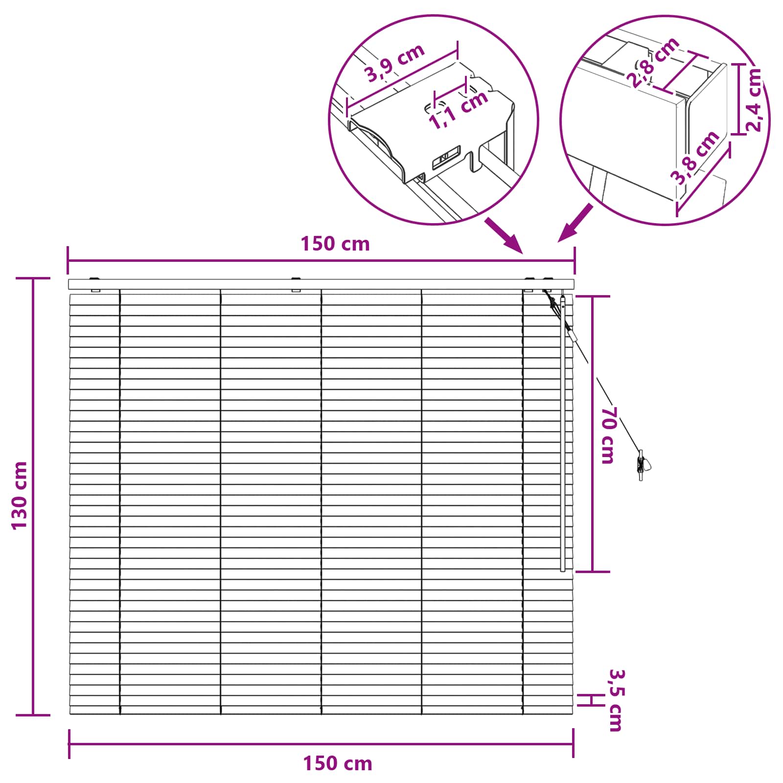 Tenda Veneziana Bianco 150 x 130 cm 35 mm