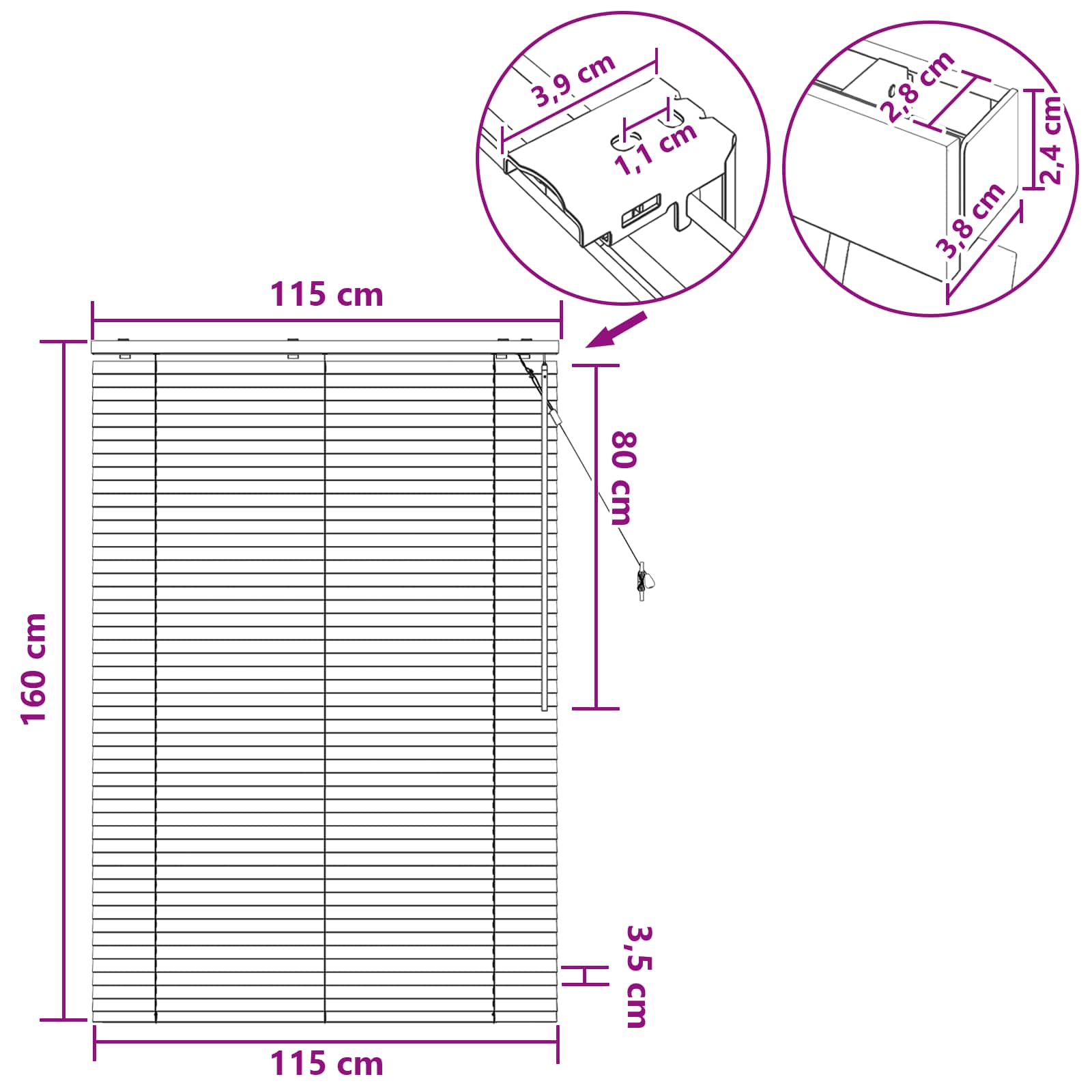 Tenda Veneziana Bianco 115 x 160 cm 35 mm