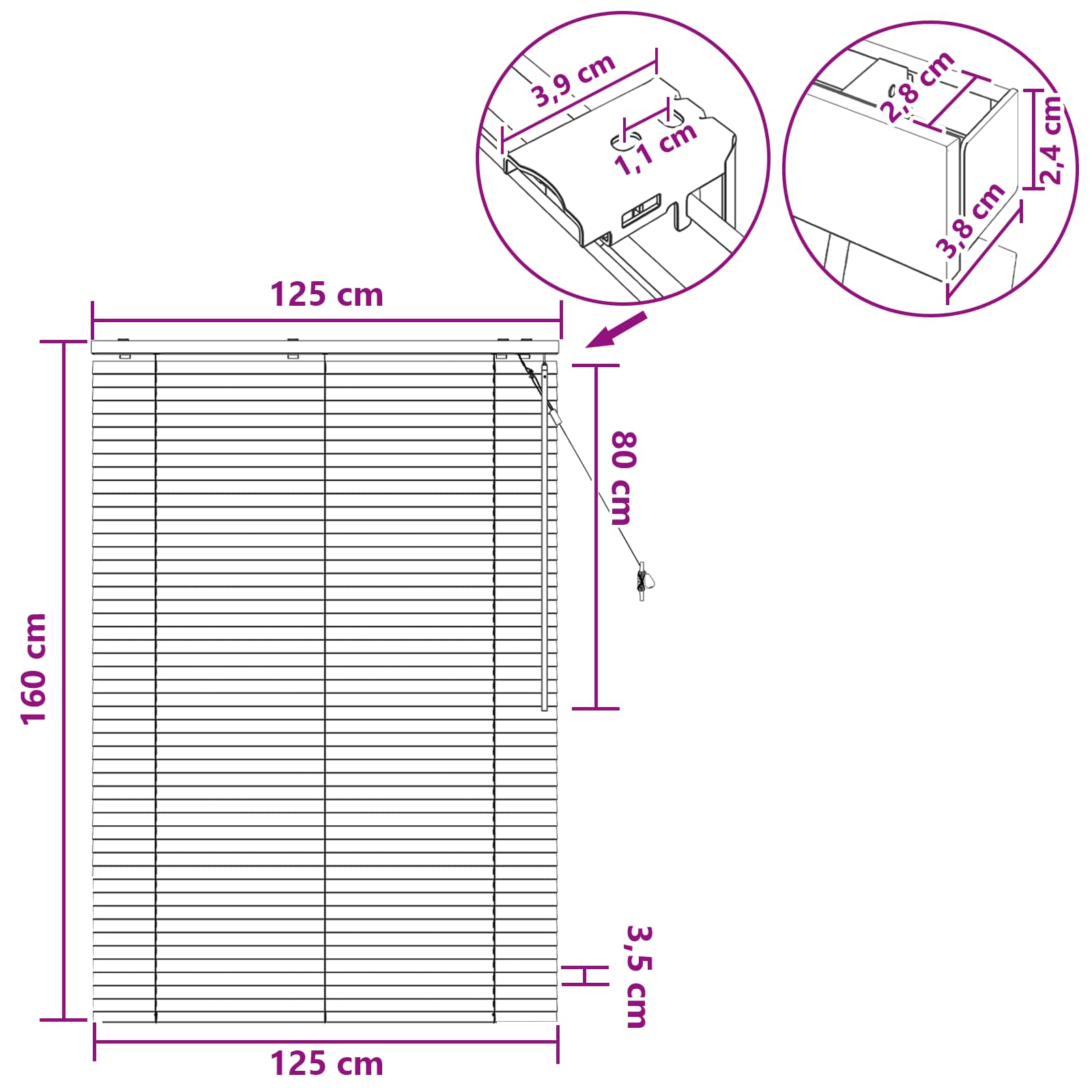 Tenda Veneziana Bianco 125 x 160 cm 35 mm