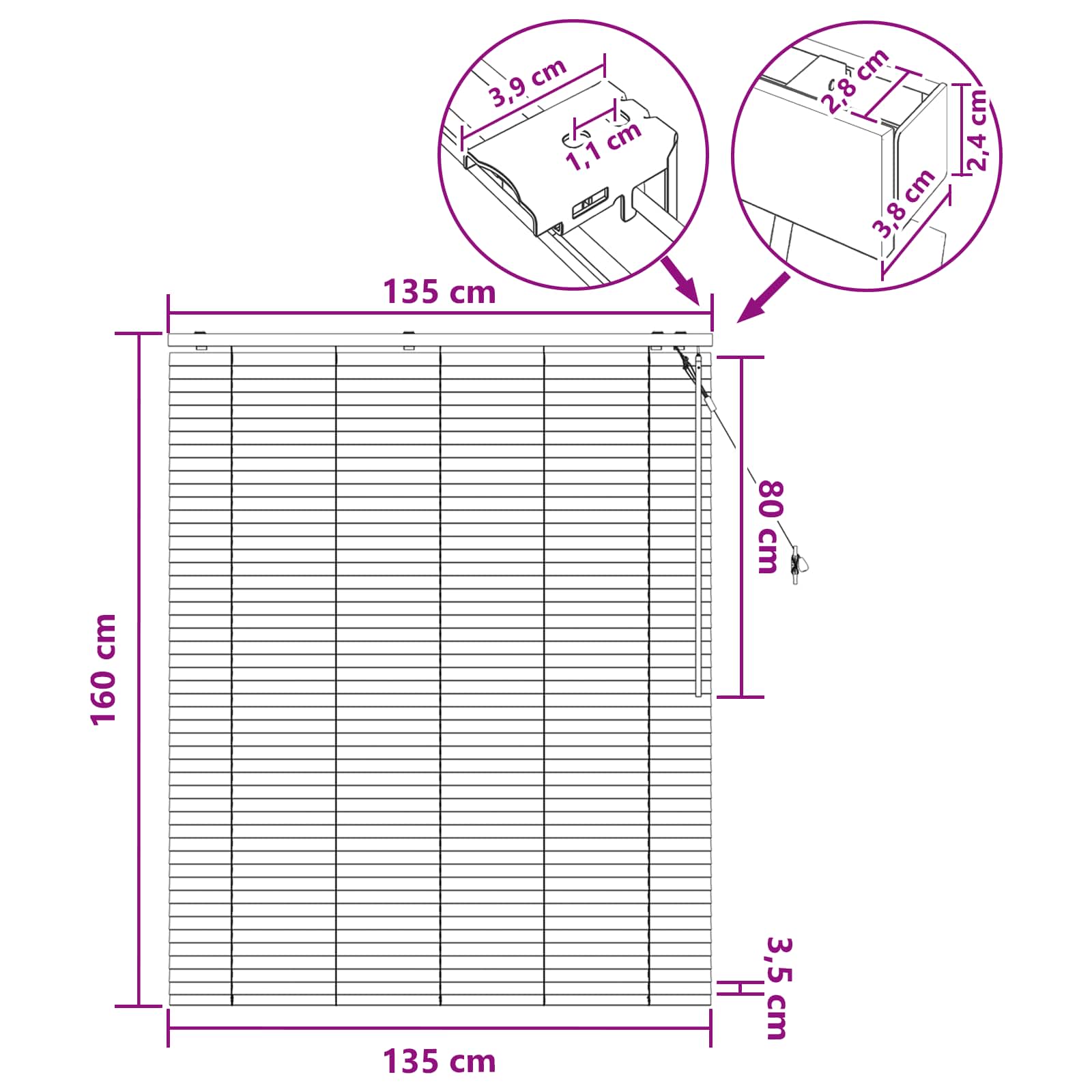Tenda Veneziana Bianco 135 x 160 cm 35 mm