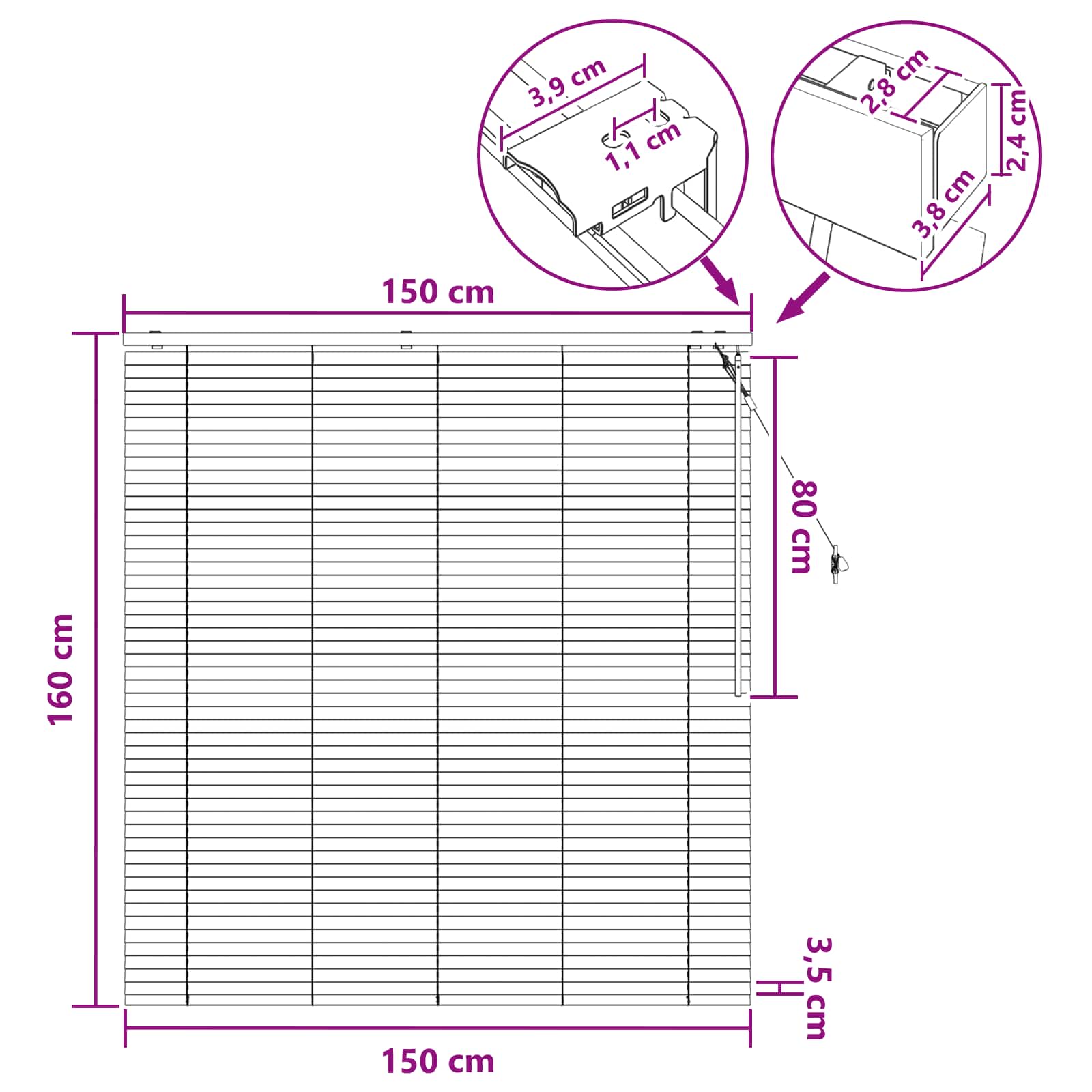 Tenda Veneziana Bianco 150 x 160 cm 35 mm