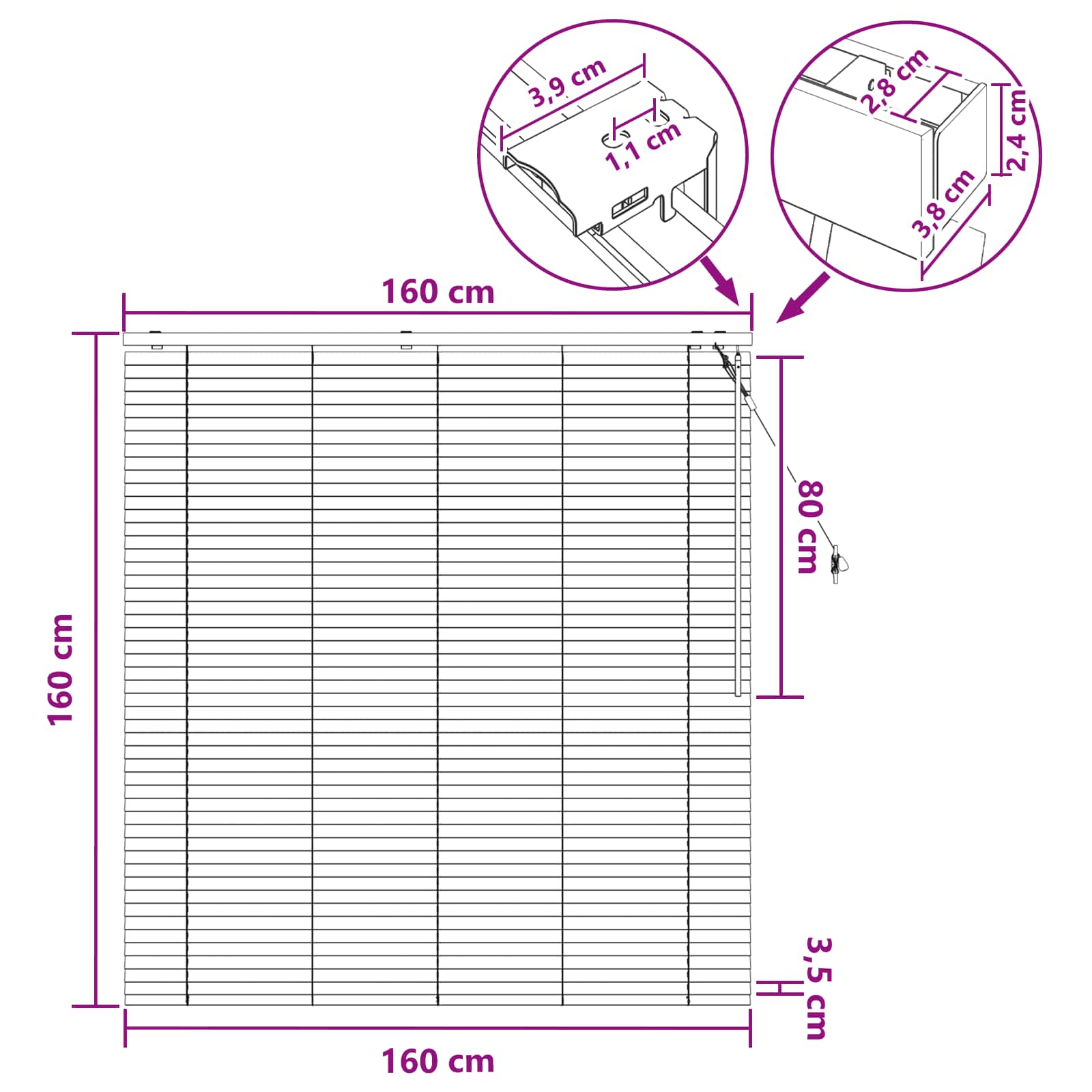 Tenda Veneziana Bianco 160 x 160 cm 35 mm