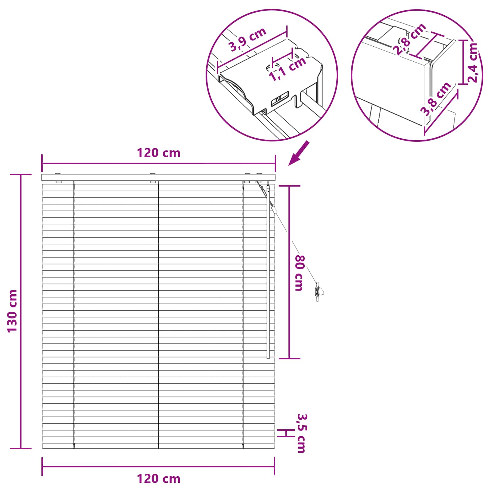 Tenda Veneziana Nero 120 x 130 cm 35 mm
