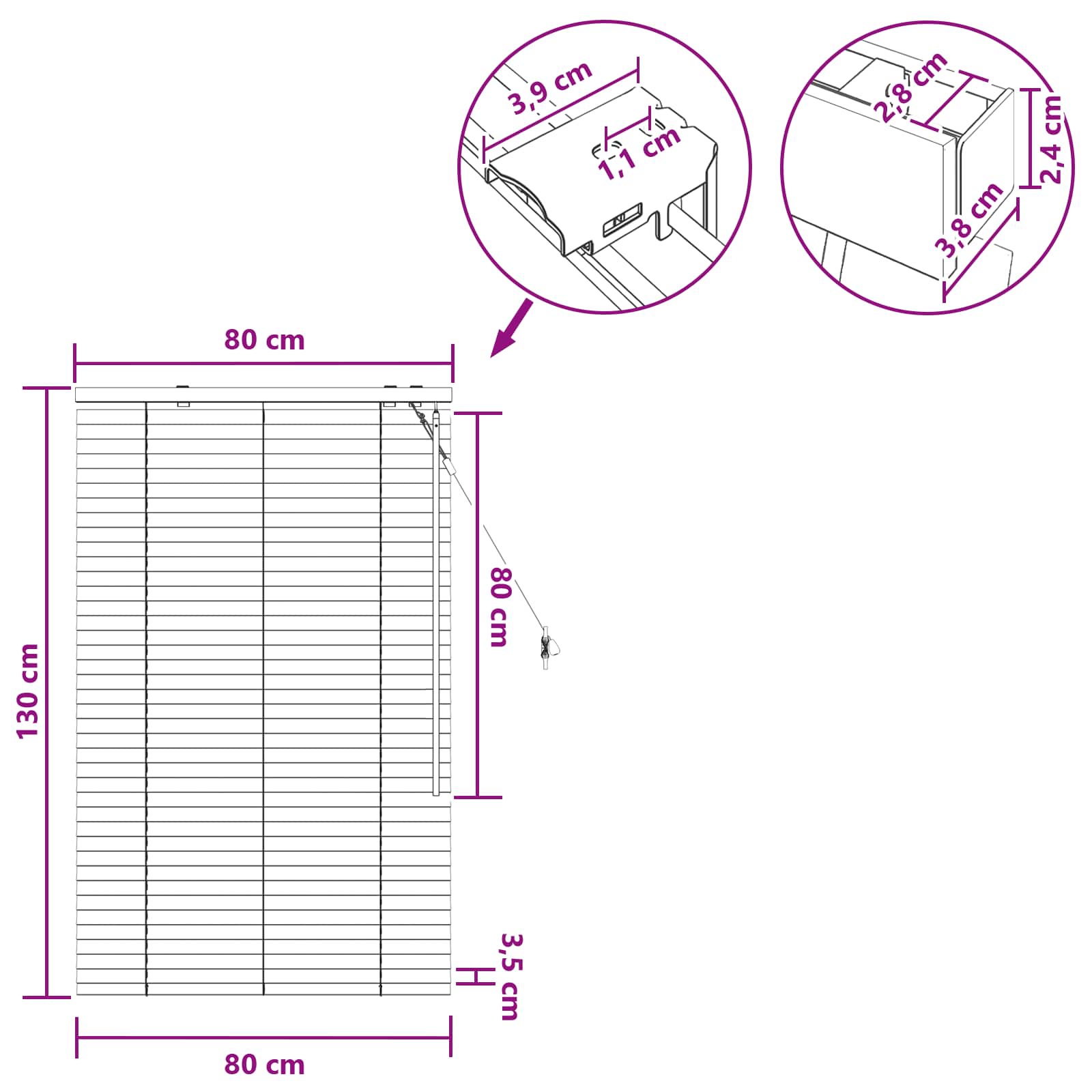Tenda Veneziana Marrone Scuro 80 x 130 cm 35 mm
