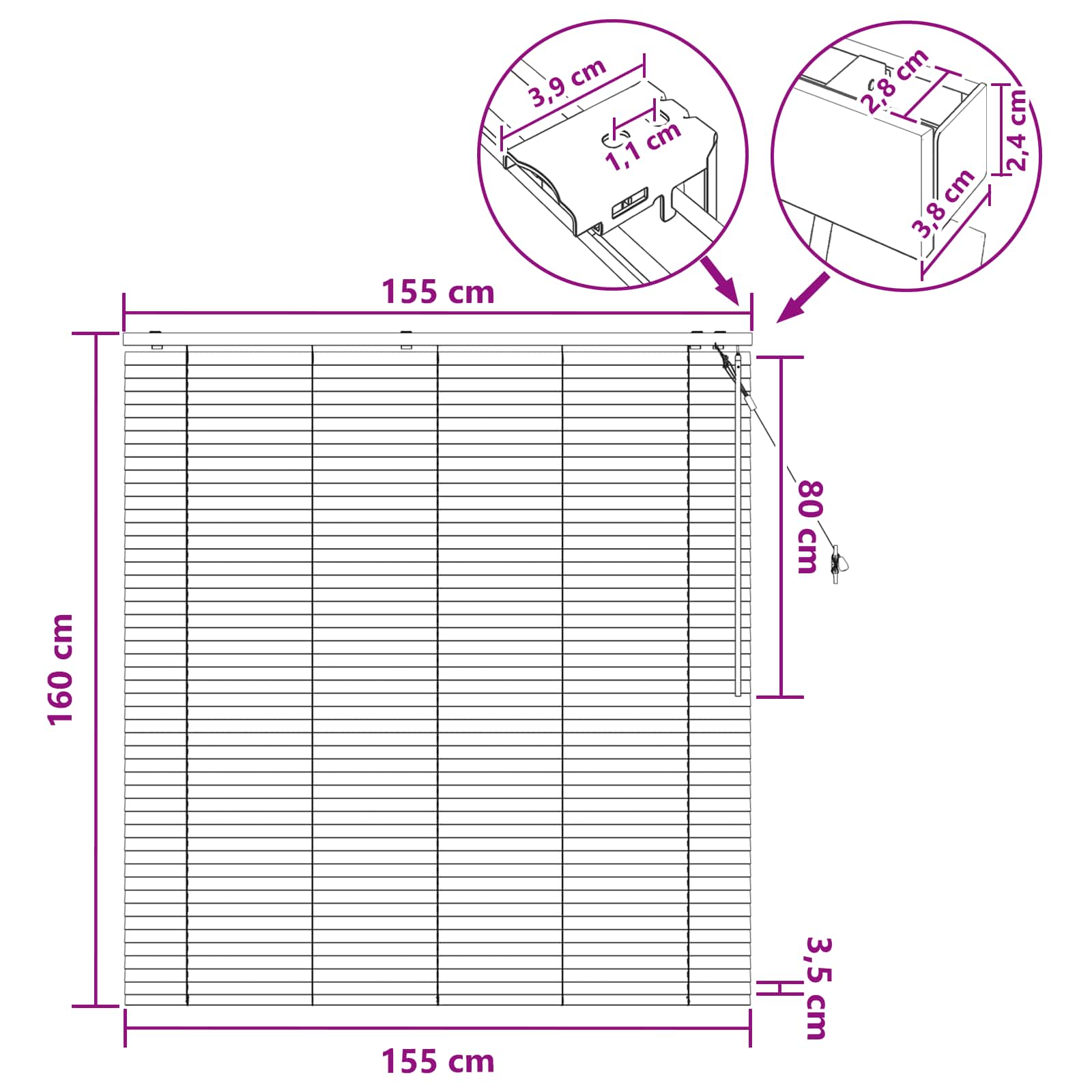 Tenda Veneziana Marrone Scuro 155 x 160 cm 35 mm