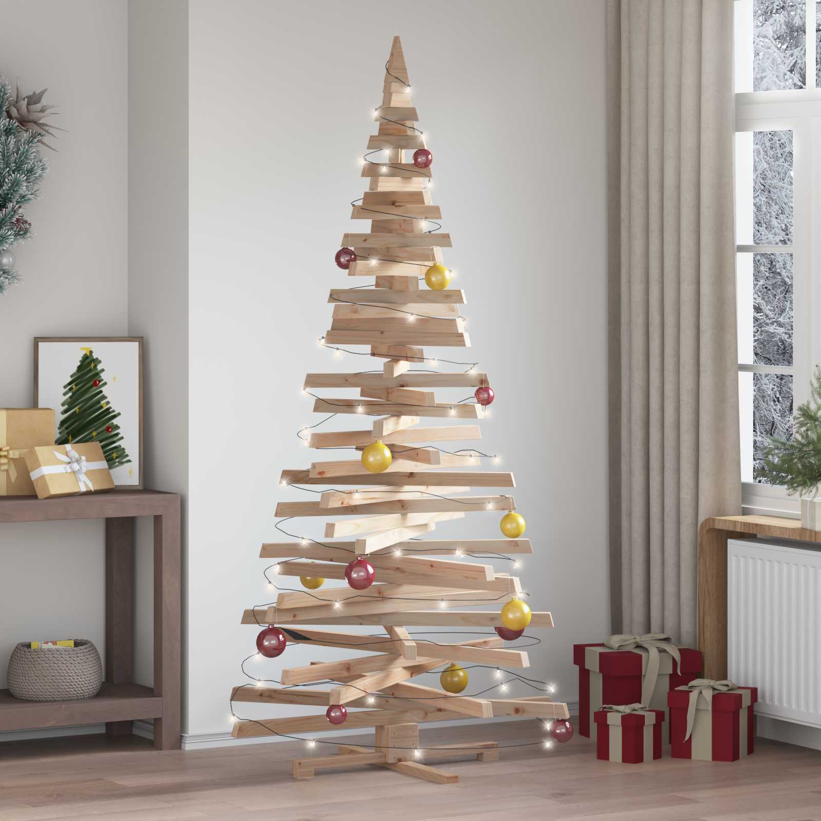 Alberi di Natale Naturale 210 cm Legno di pino massello