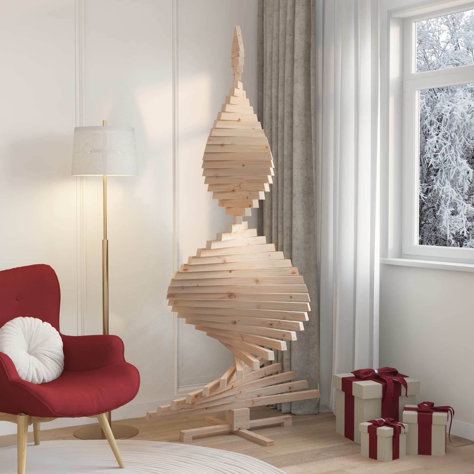Alberi di Natale Naturale 210 cm Legno di pino massello