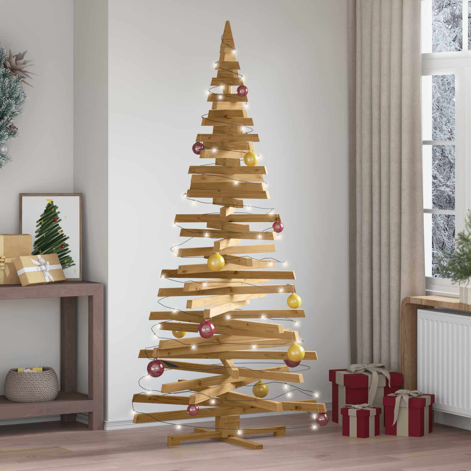 Alberi di Natale Marrone 210 cm Legno di pino massello