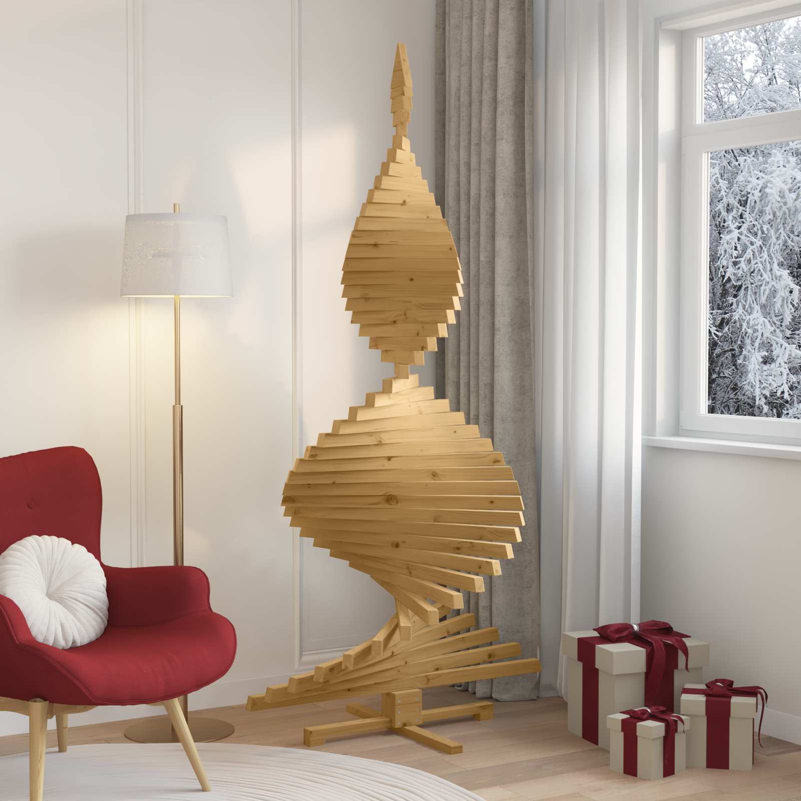 Alberi di Natale Marrone 210 cm Legno di pino massello
