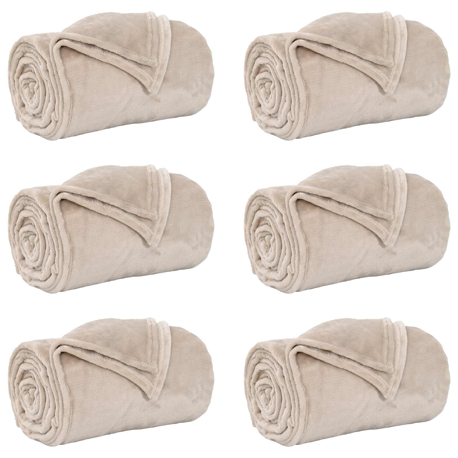Coperte da Pile 6 pz Beige 220 x 240 cm 8.23 kg Panno