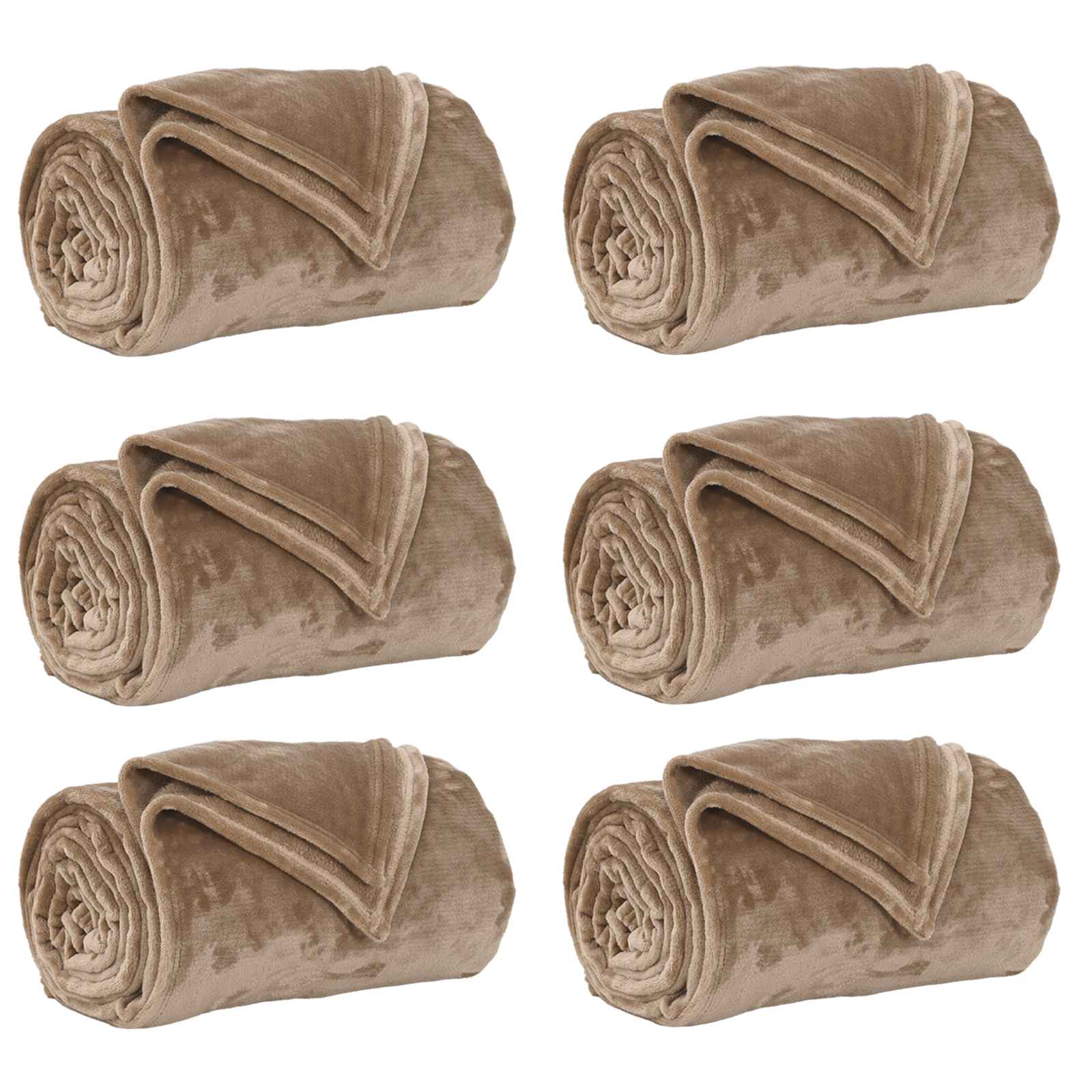 Coperte da Pile 6 pz Cammello 220 x 240 cm 8.24 kg Panno