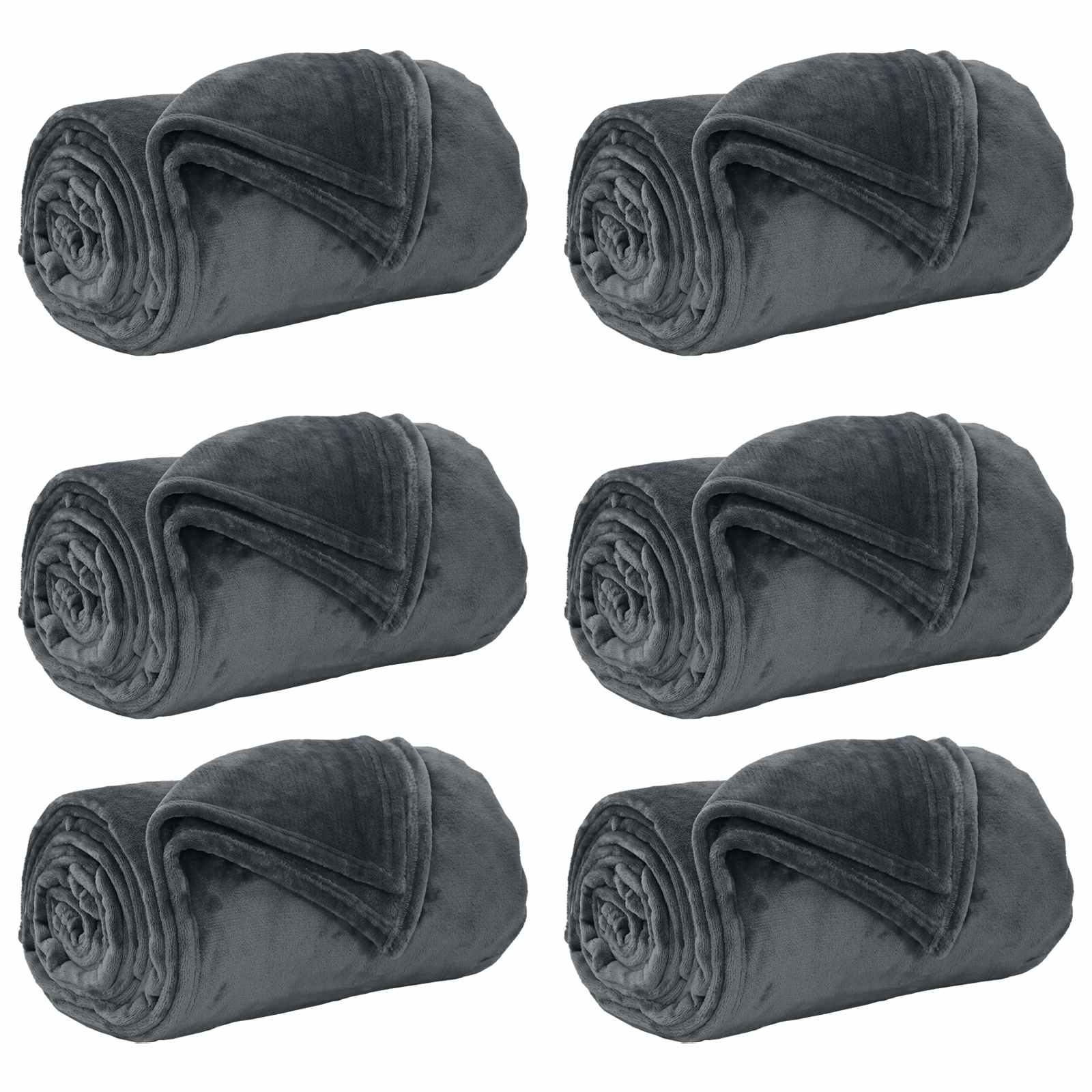 Coperte da Pile 6 pz Grigio Scuro 240 x 270 cm 10.11 kg Panno