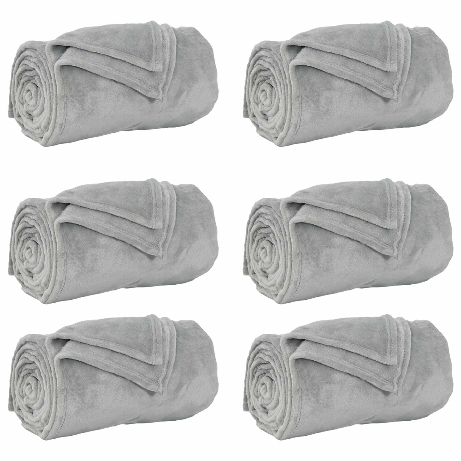 Coperte da Pile 6 pz Grigio 130 x 150 cm 3.04 kg Panno