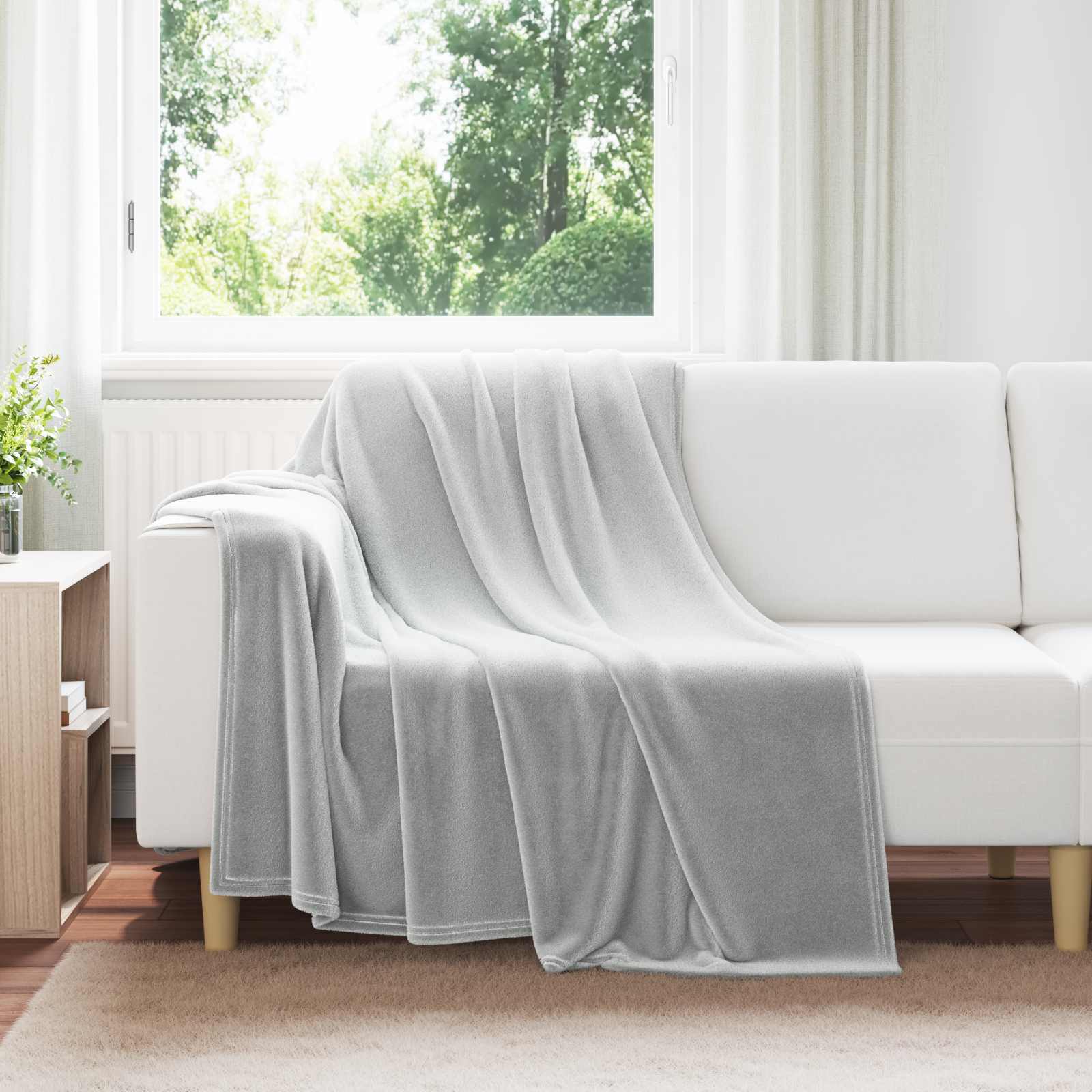 Coperte da Pile 6 pz Grigio 150 x 200 cm 4.68 kg Panno