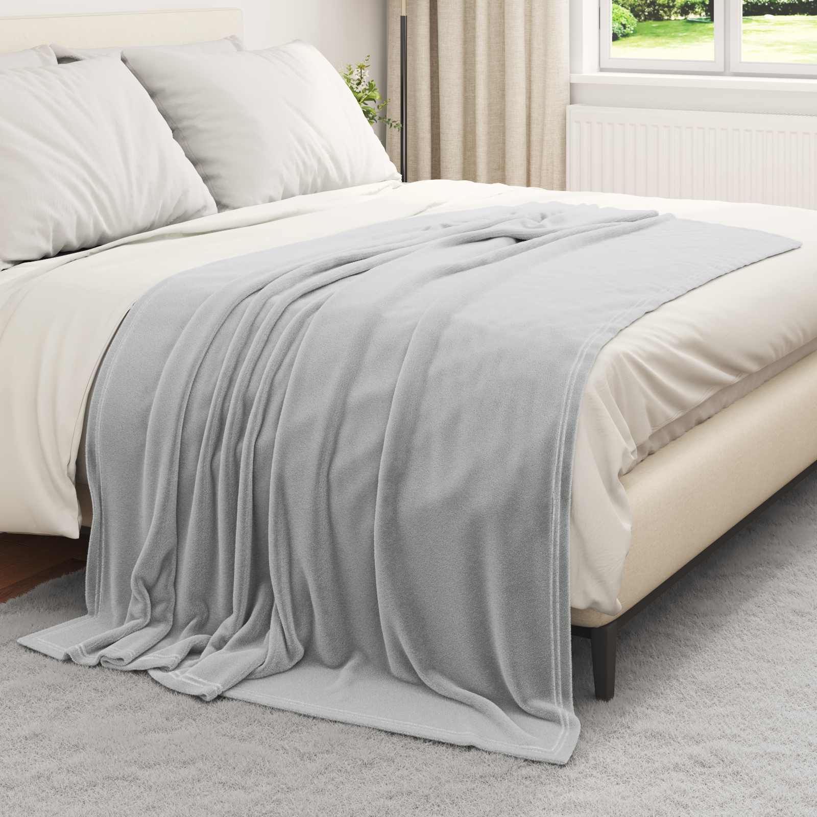 Coperte da Pile 6 pz Grigio 150 x 200 cm 4.68 kg Panno