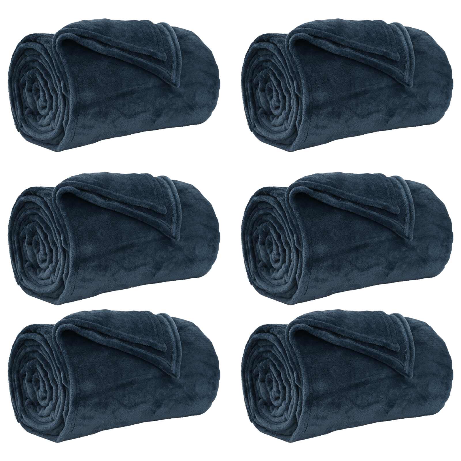 Coperte da Pile 6 pz Blu navy 240 x 270 cm 10.11 kg Panno