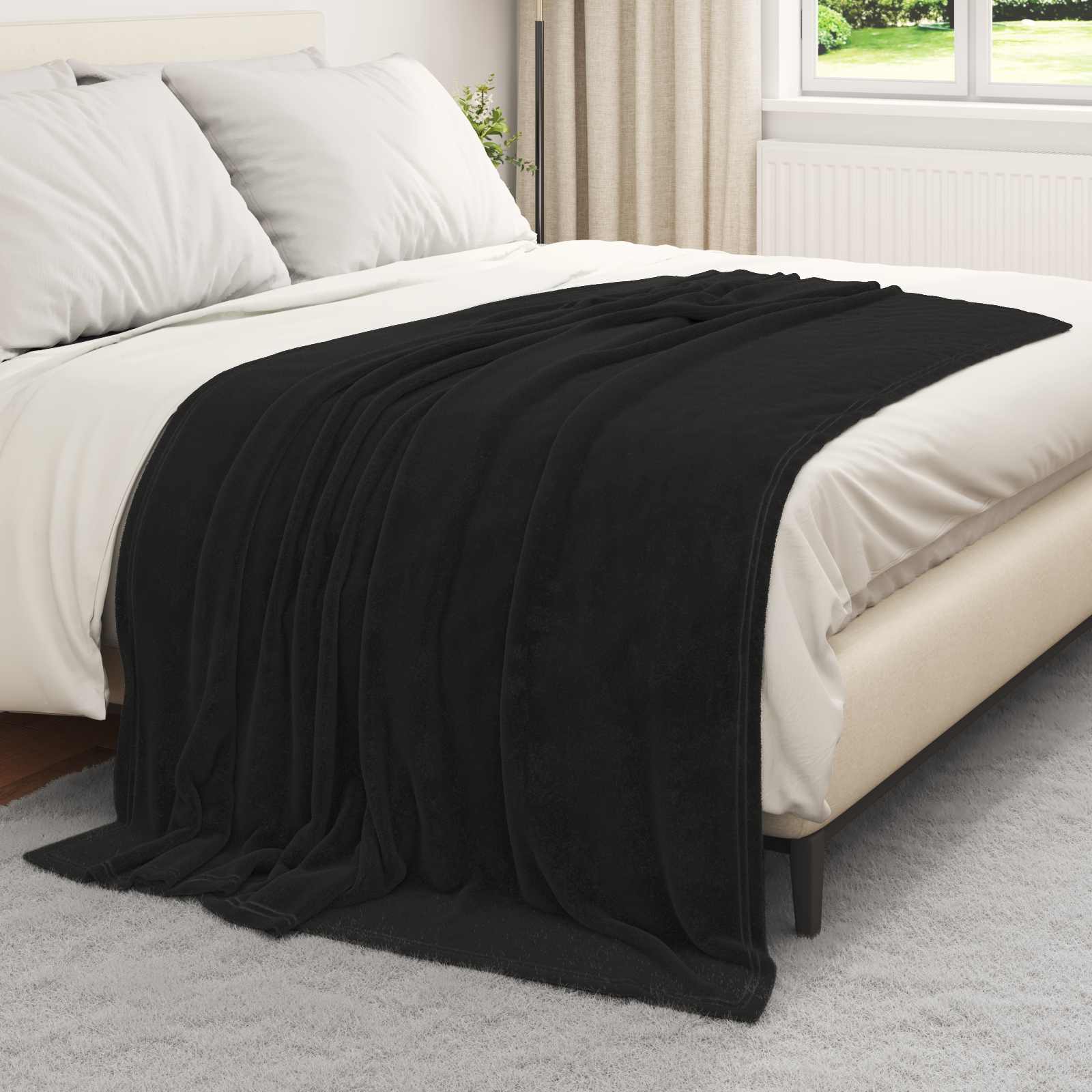 Coperte da Pile 6 pz Nero 150 x 200 cm 4.68 kg Panno