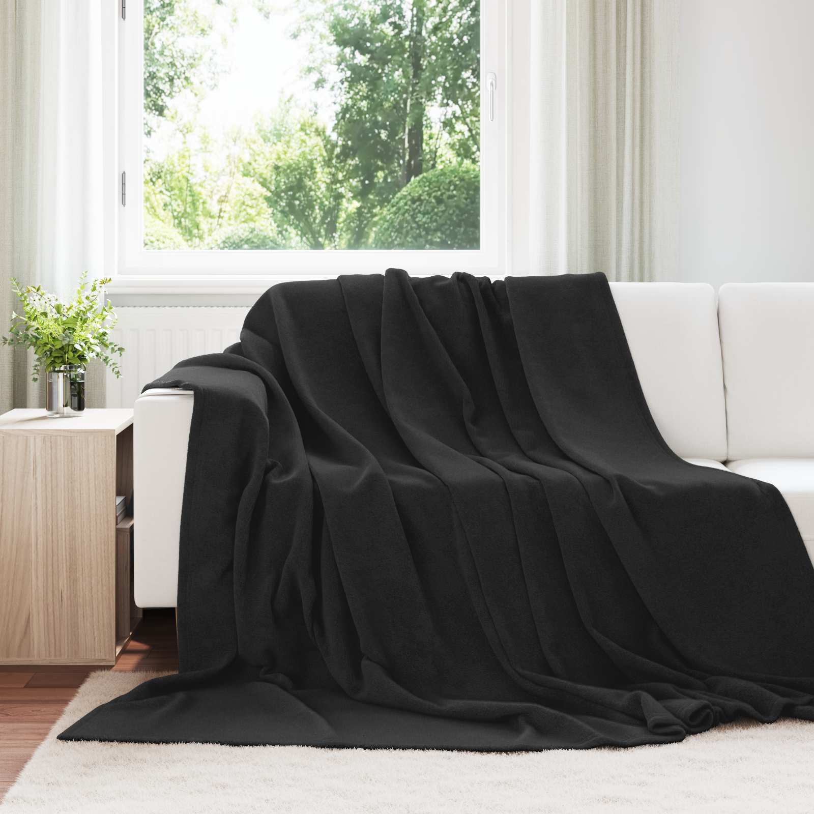Coperte da Pile 6 pz Nero 220 x 240 cm 8.24 kg Panno