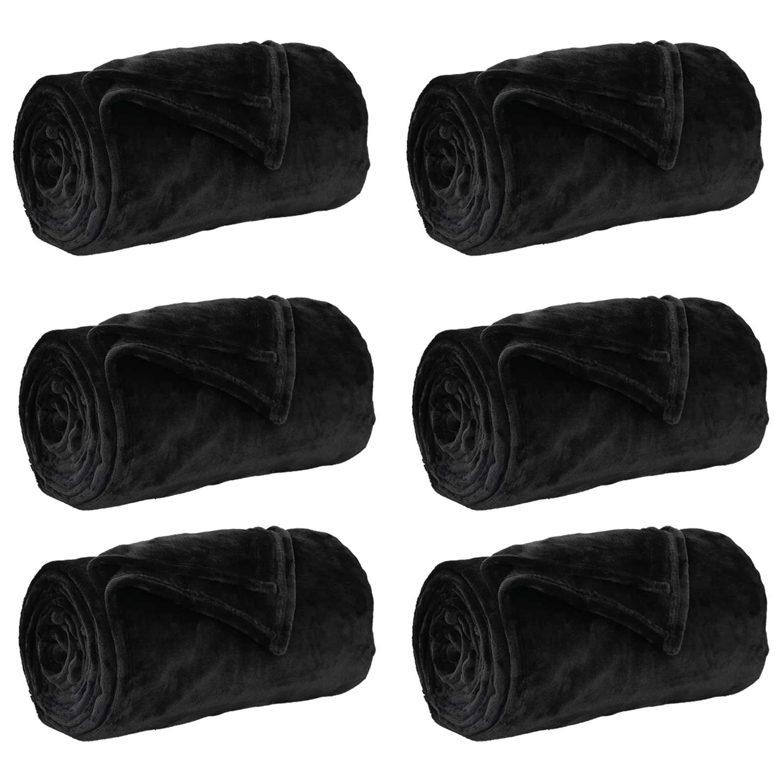 Coperte da Pile 6 pz Nero 240 x 270 cm 10.11 kg Panno