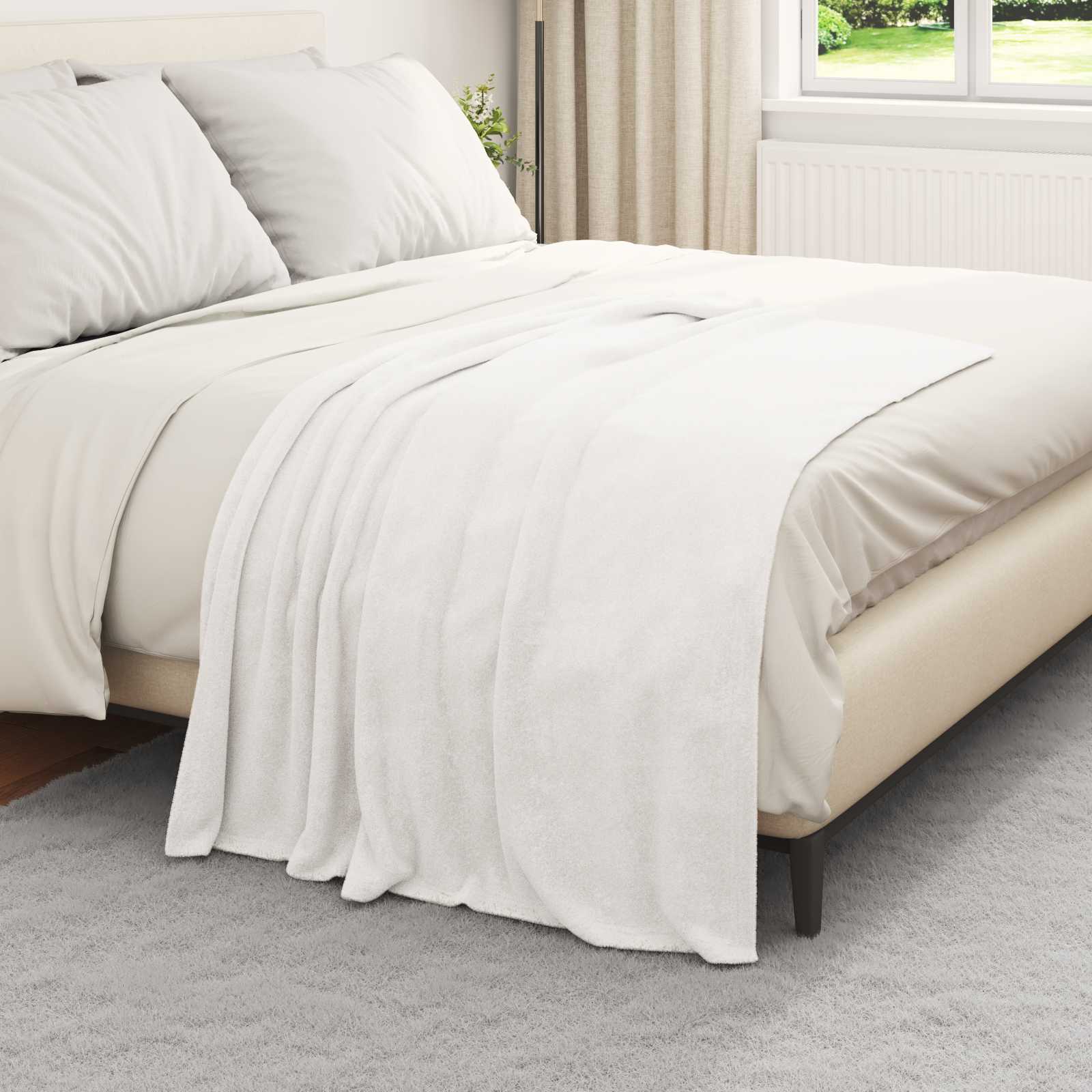 Coperte da Pile 6 pz Bianco 130 x 150 cm 3.04 kg Panno