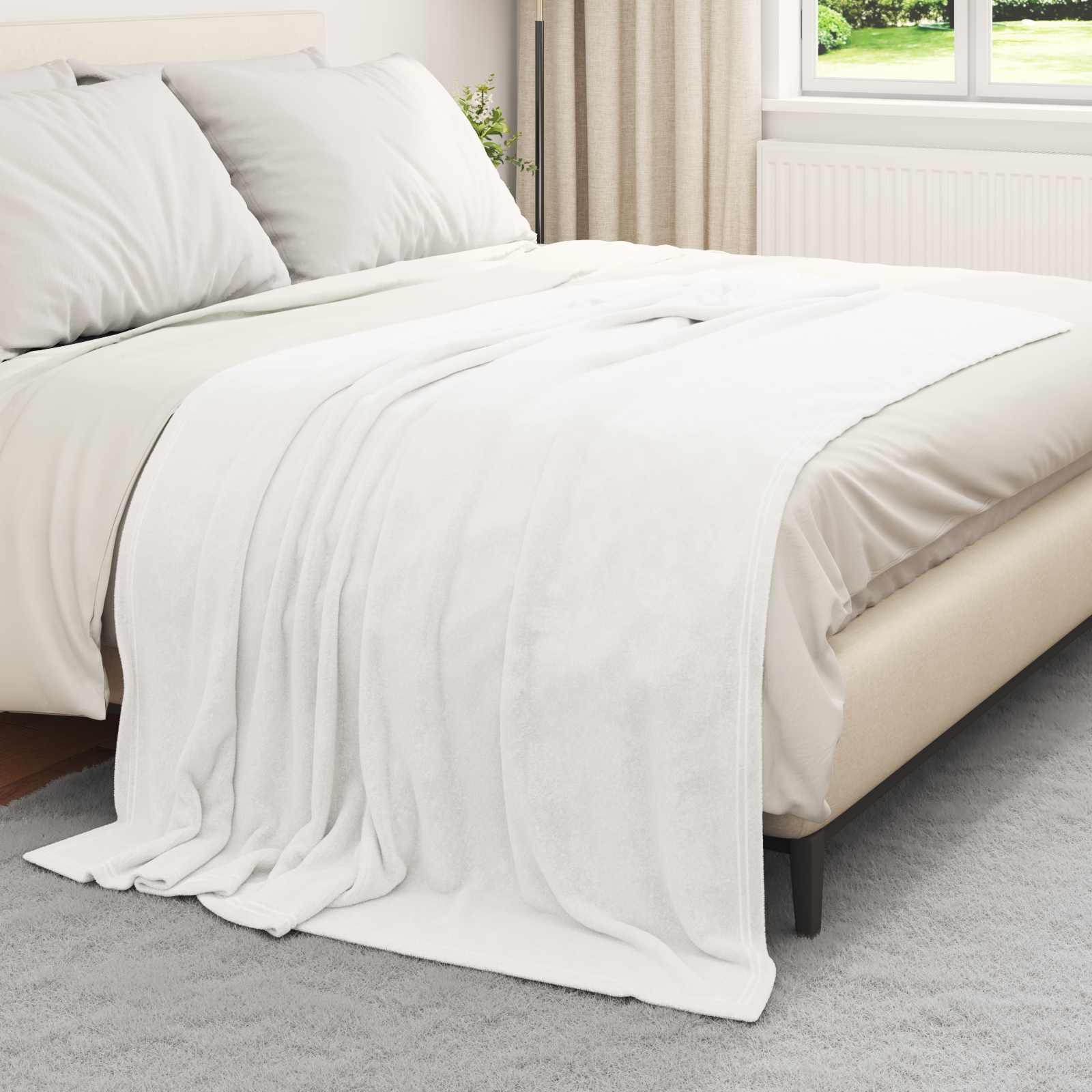 Coperte da Pile 6 pz Bianco 150 x 200 cm 4.68 kg Panno