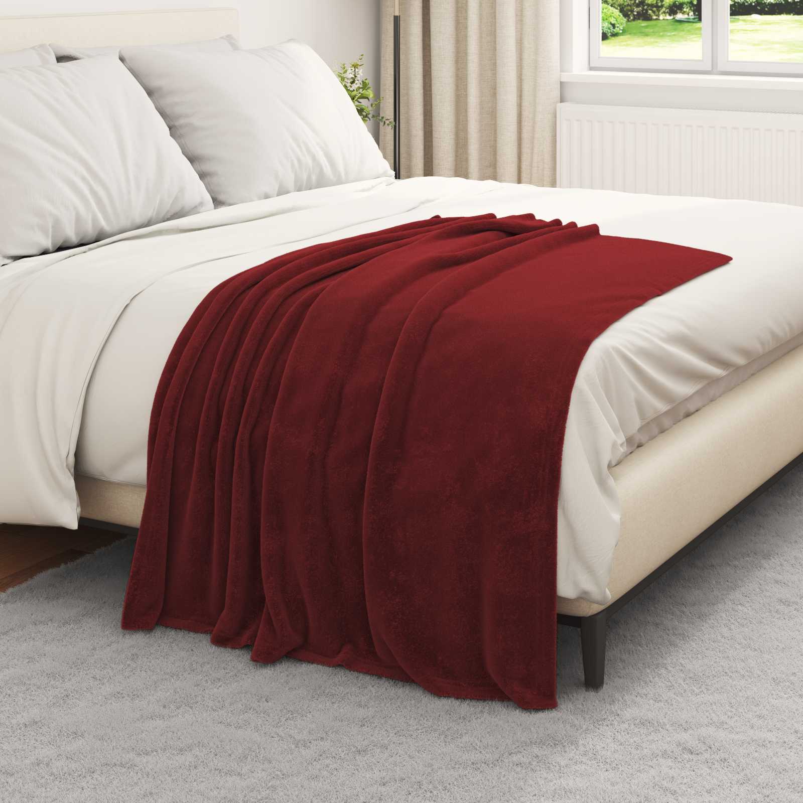 Coperte da Pile 6 pz Rosso Bordeaux 130 x 150 cm 3.04 kg Panno