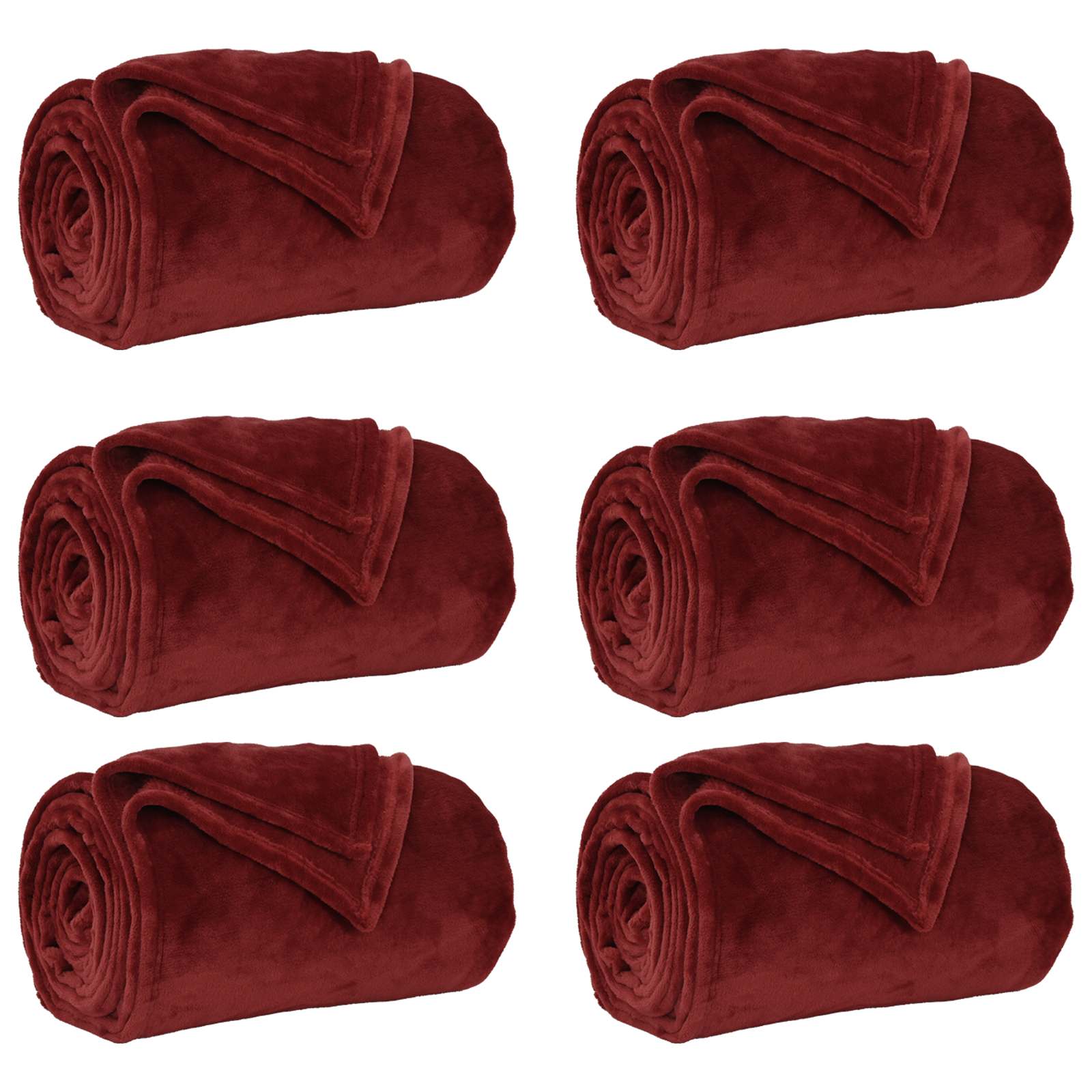 Coperte da Pile 6 pz Rosso Bordeaux 240 x 270 cm 10.11 kg Panno