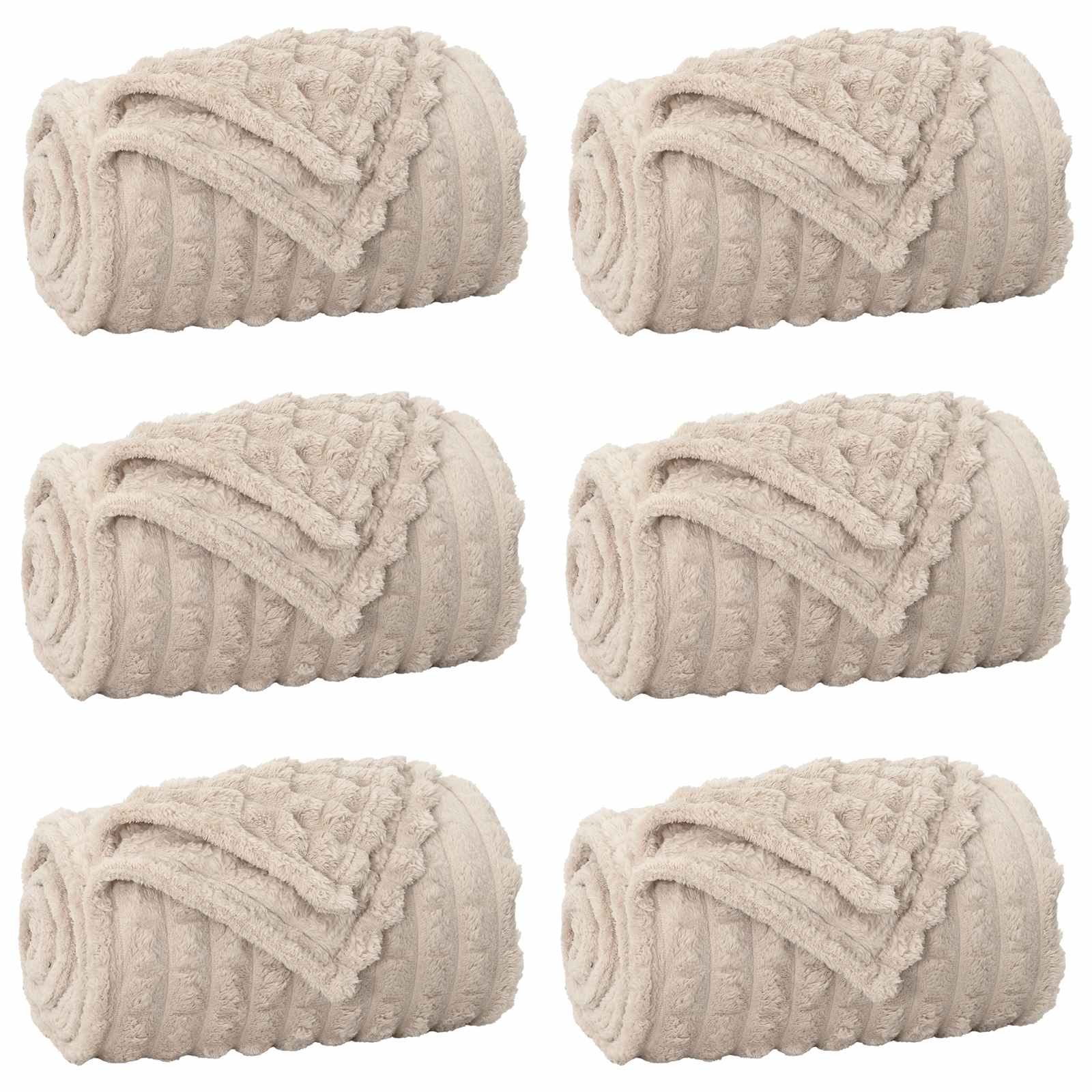 Coperte da Pile 6 pz Beige 150 x 130 cm 2.85 kg Panno