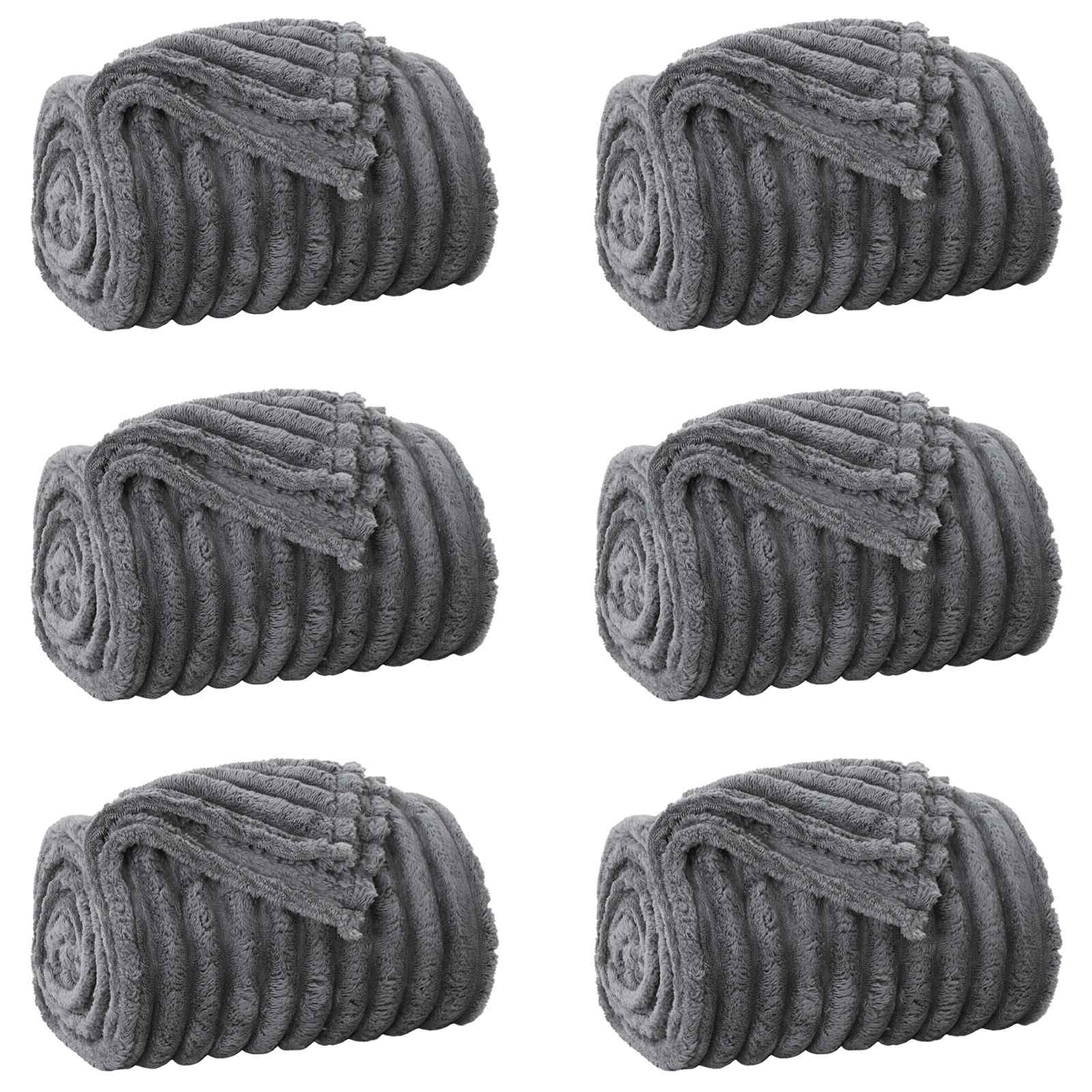 Coperte da Pile 6 pz Grigio Scuro 200 x 150 cm 4.75 kg Panno
