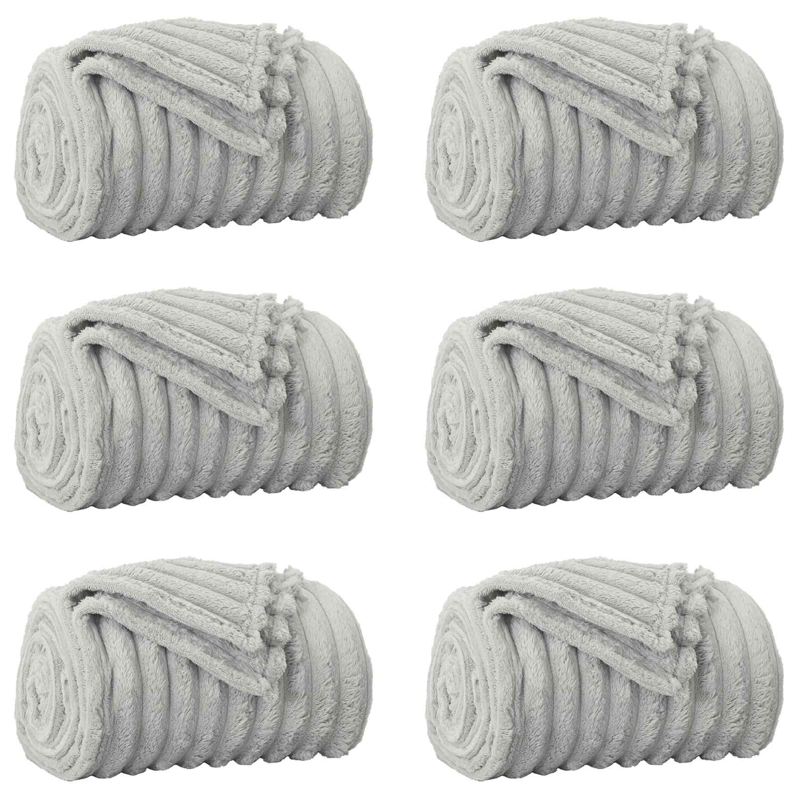 Coperte da Pile 6 pz Grigio 200 x 150 cm 4.75 kg Panno