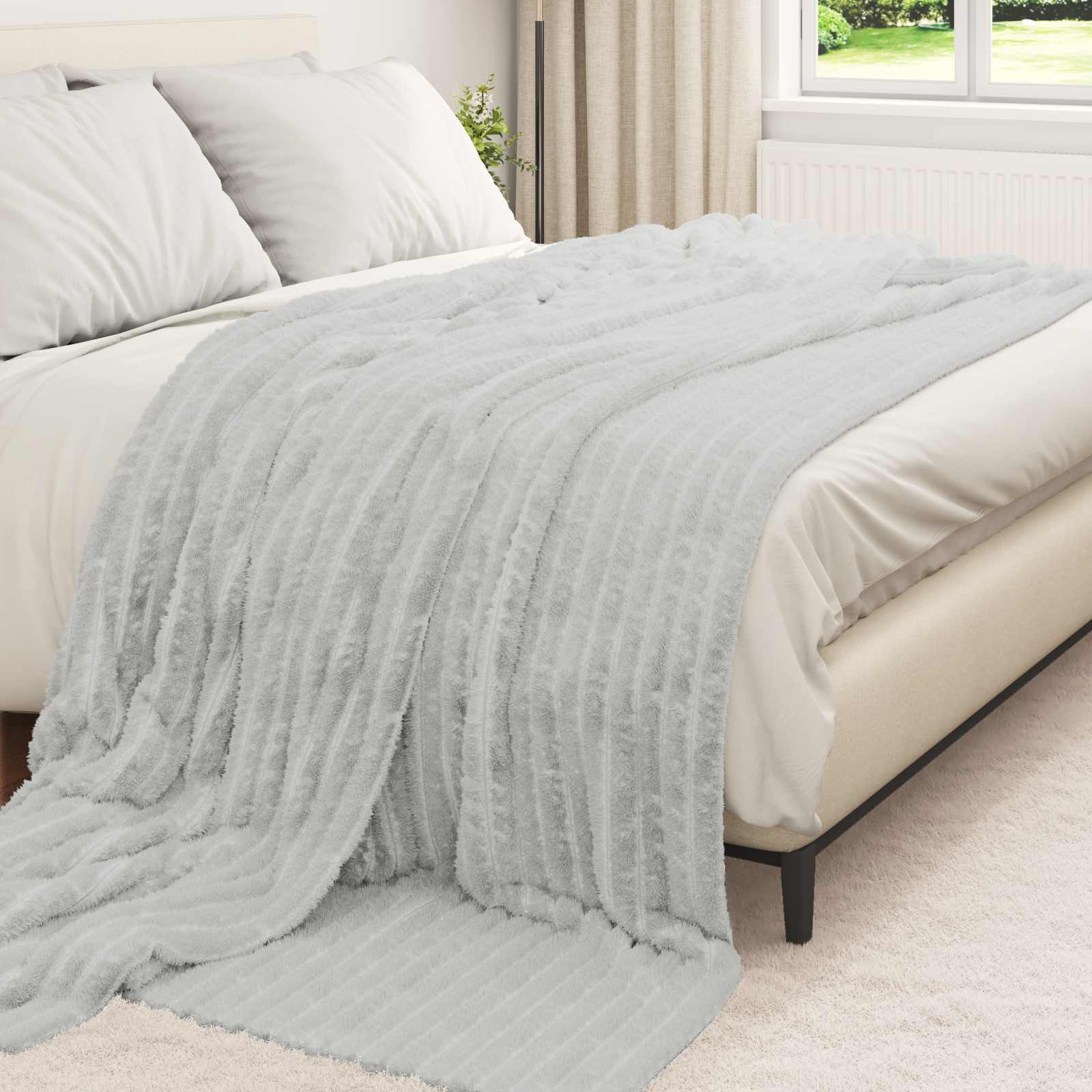 Coperte da Pile 6 pz Grigio 270 x 240 cm 10.72 kg Panno