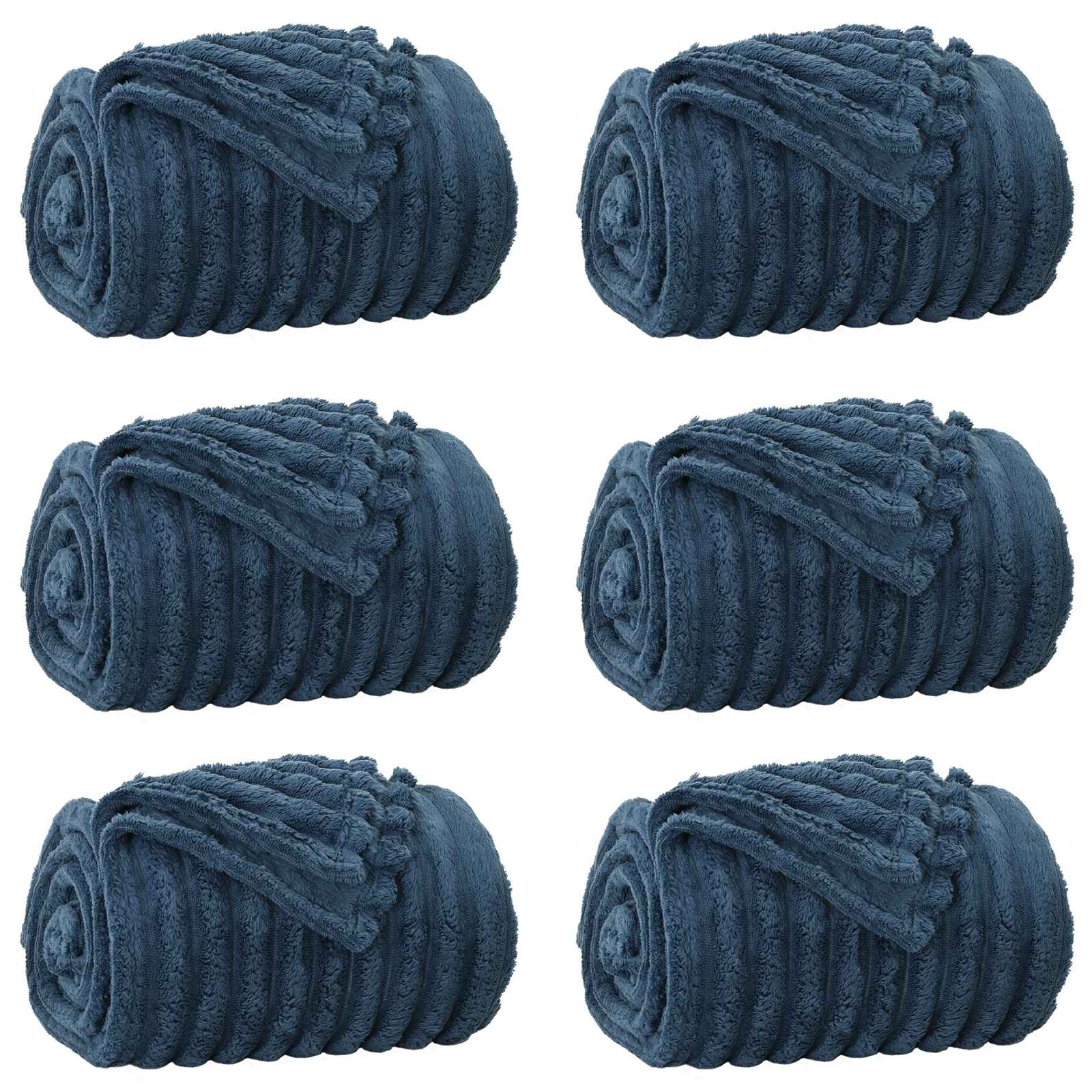 Coperte da Pile 6 pz Blu navy 200 x 150 cm 4.75 kg Panno