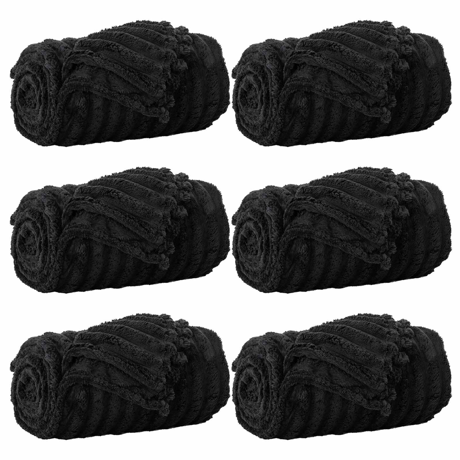 Coperte da Pile 6 pz Nero 150 x 130 cm 2.85 kg Panno