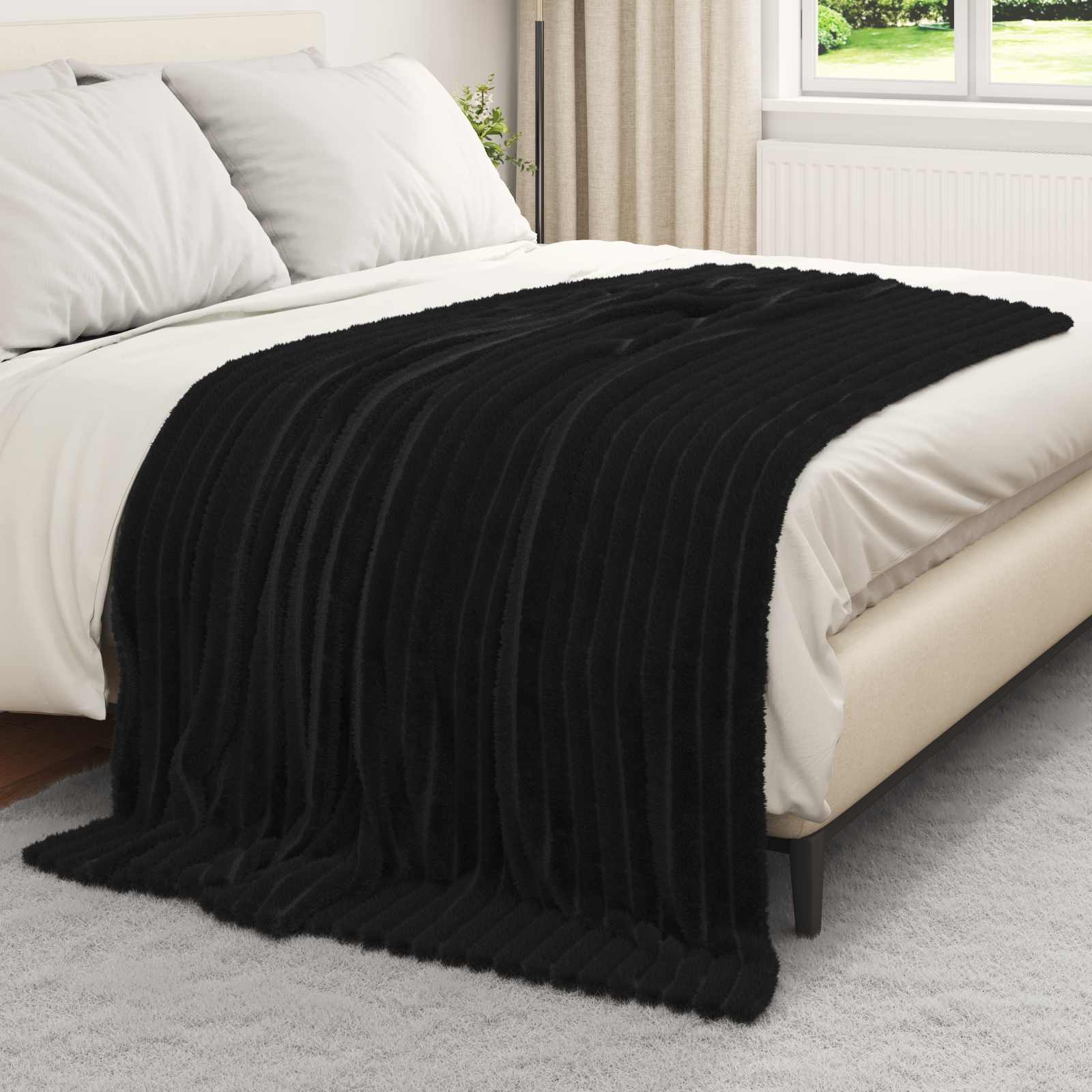 Coperte da Pile 6 pz Nero 200 x 150 cm 4.75 kg Panno