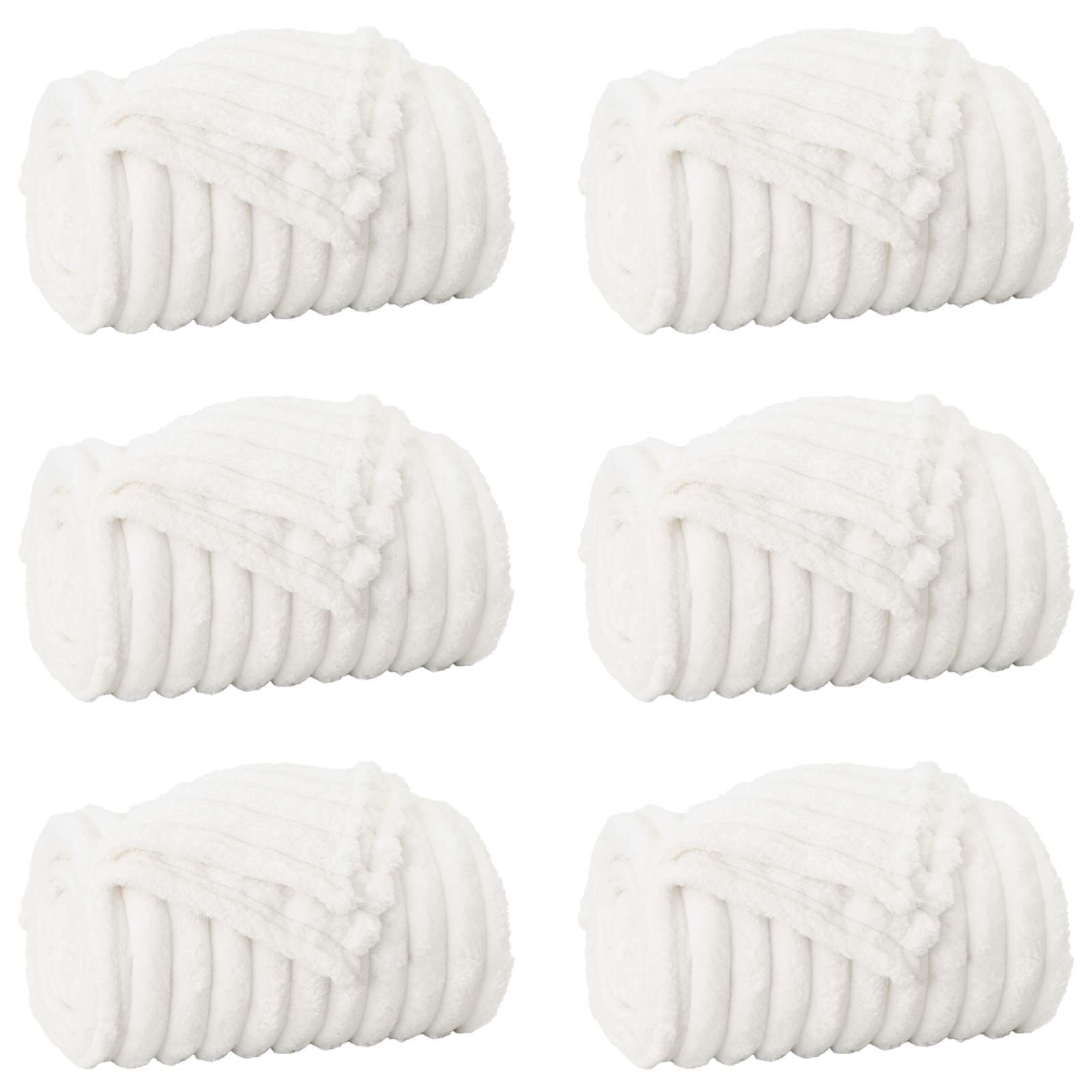 Coperte da Pile 6 pz Bianco 150 x 130 cm 2.85 kg Panno