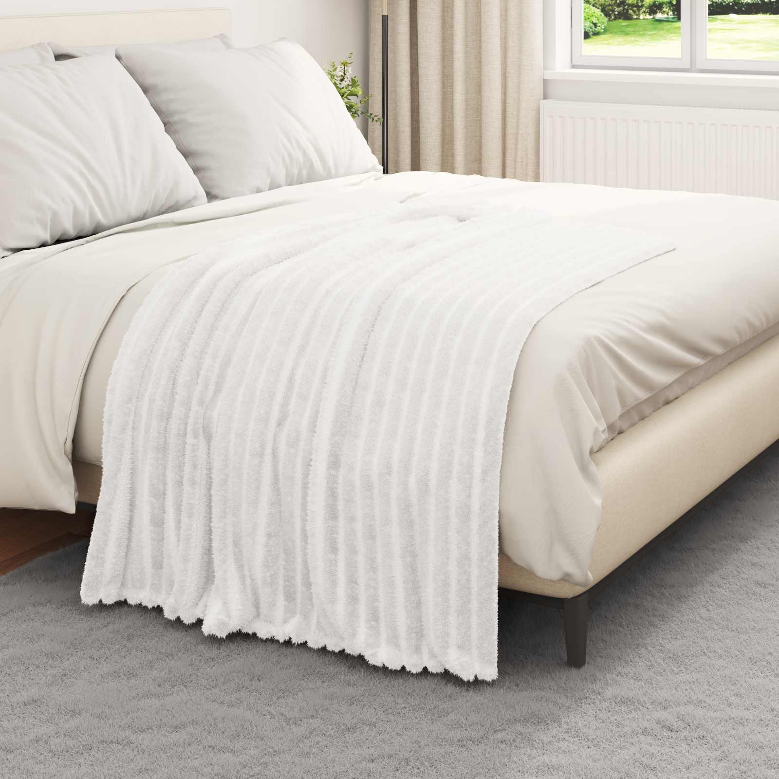 Coperte da Pile 6 pz Bianco 150 x 130 cm 2.85 kg Panno